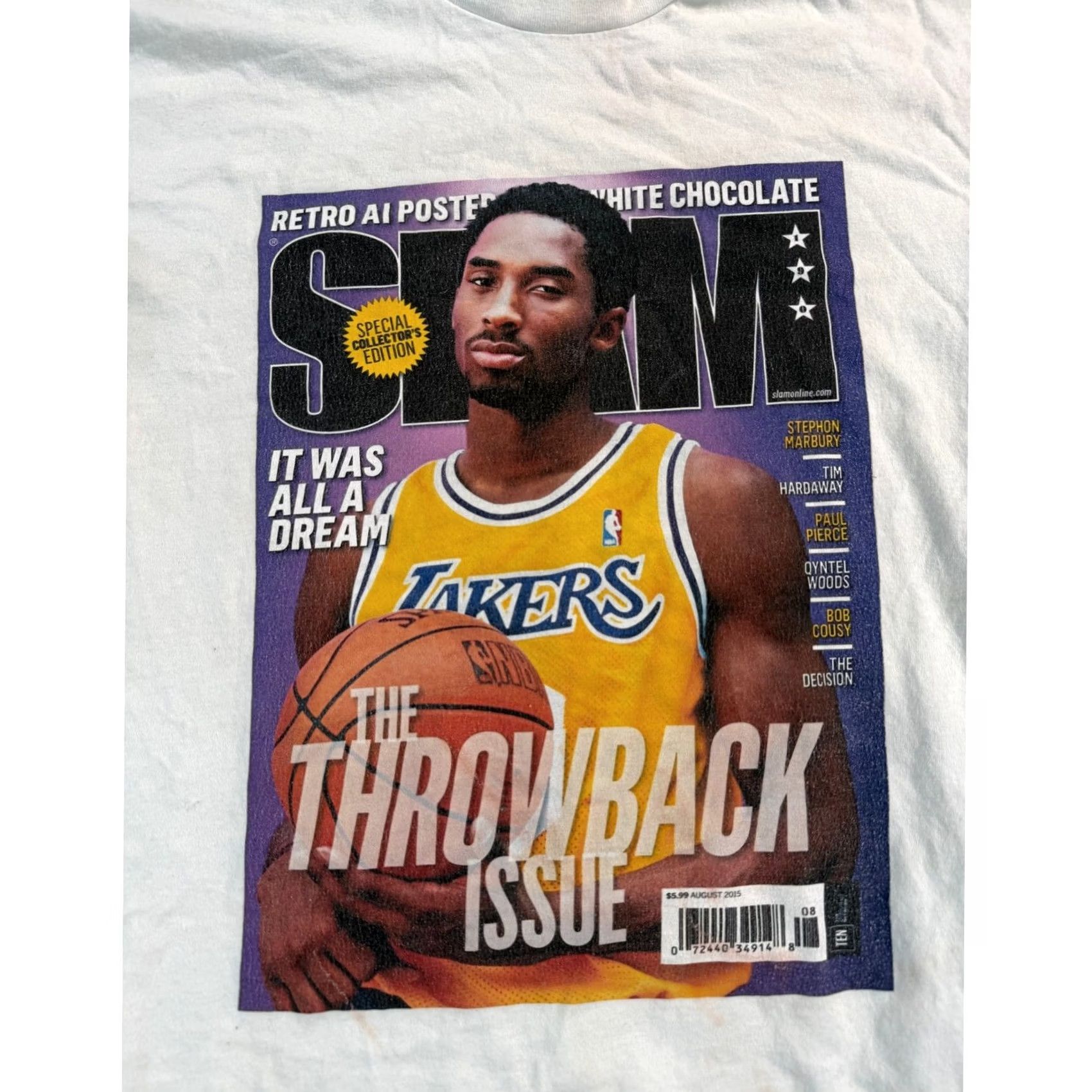 Vintage Kobe Bryant Lakers Slam Magazine T-Shirt Mens Medium Graphic Print Crew Neck White Sports 90s Shirt Printed Logo 2020s VINTAGE No Size US M / EU 48-50 / 2 - 2 Thumbnail