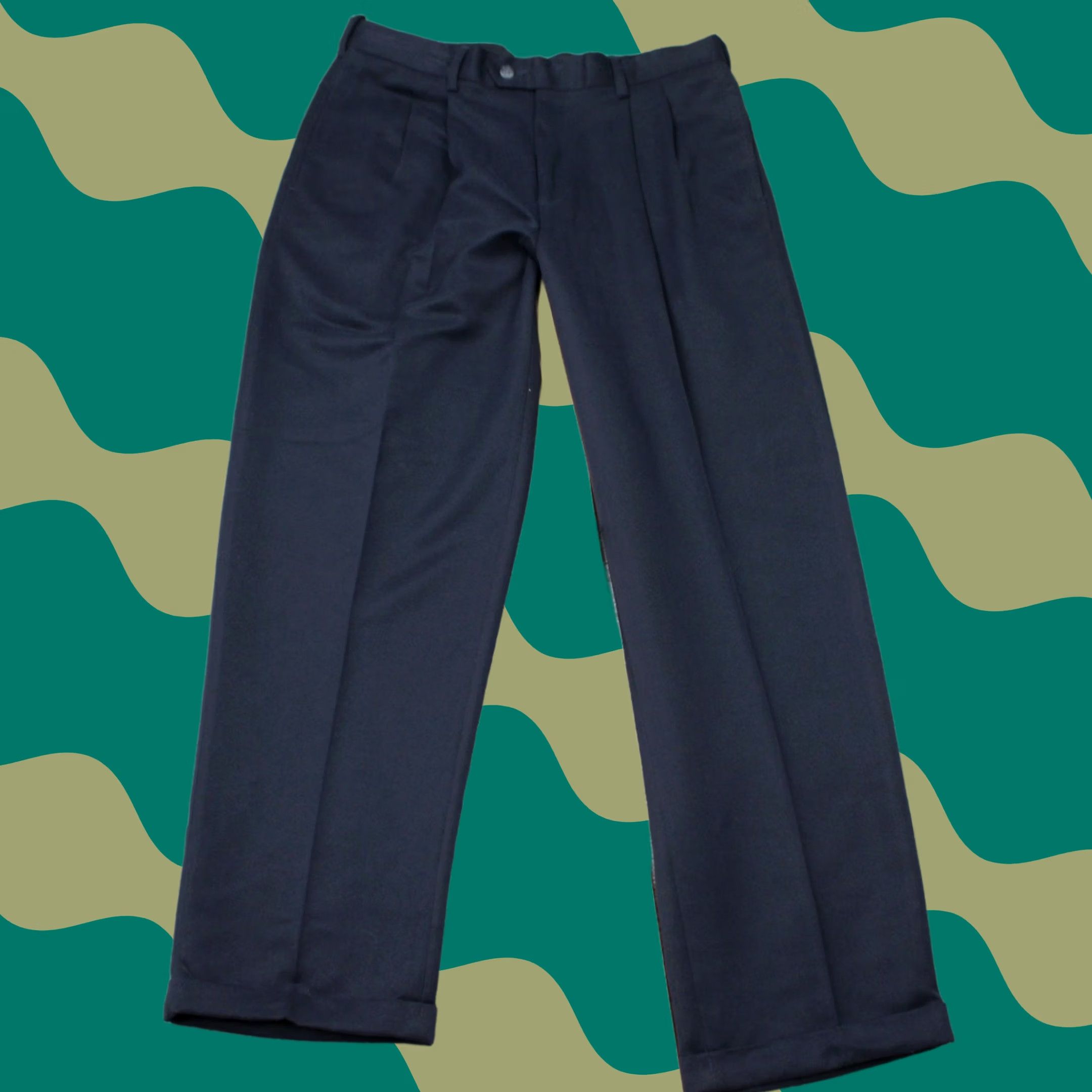 Croft & Barrow Croft & Barrow Pants Mens 33x30 Blue White Pleated Dress Pants Wrinkle Resistant Classic Slit Pocket Button Machine Washable 100% Polyester NWT Linen? Size US 33 - 1 Thumbnail