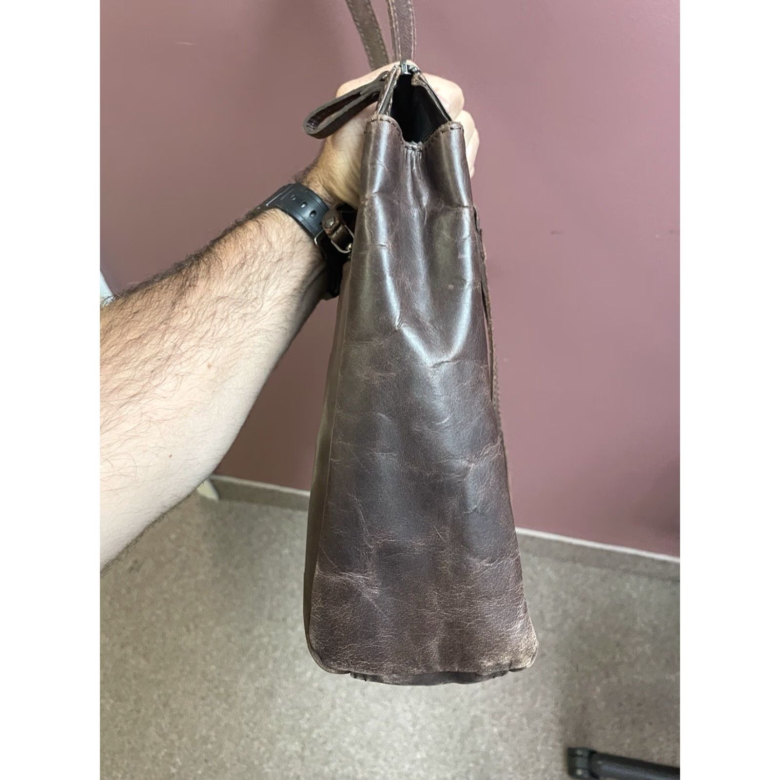 Arrow Spikes & Sparrow Brown Leather Crossbody Handbag Shoulder Bag Women Medium Brown Crossbody Bag Leather Sparrow Spike Pattern Solid Magnetic Zip Size ONE SIZE - 5 Thumbnail