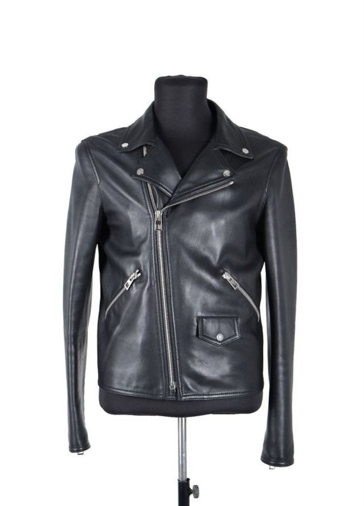 image of Loewe Leather Biker Classic Jacket Black, Men's (Size Small)