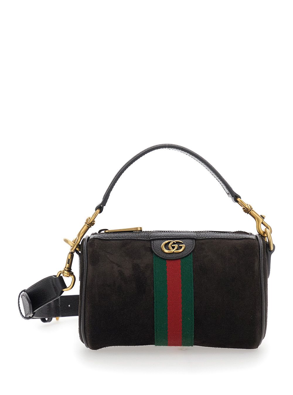 Gucci 'Ophidia Mini' Brown Handbag with GG Logo and Web Detail on the Front in Suede Man Size ONE SIZE - 1 Thumbnail