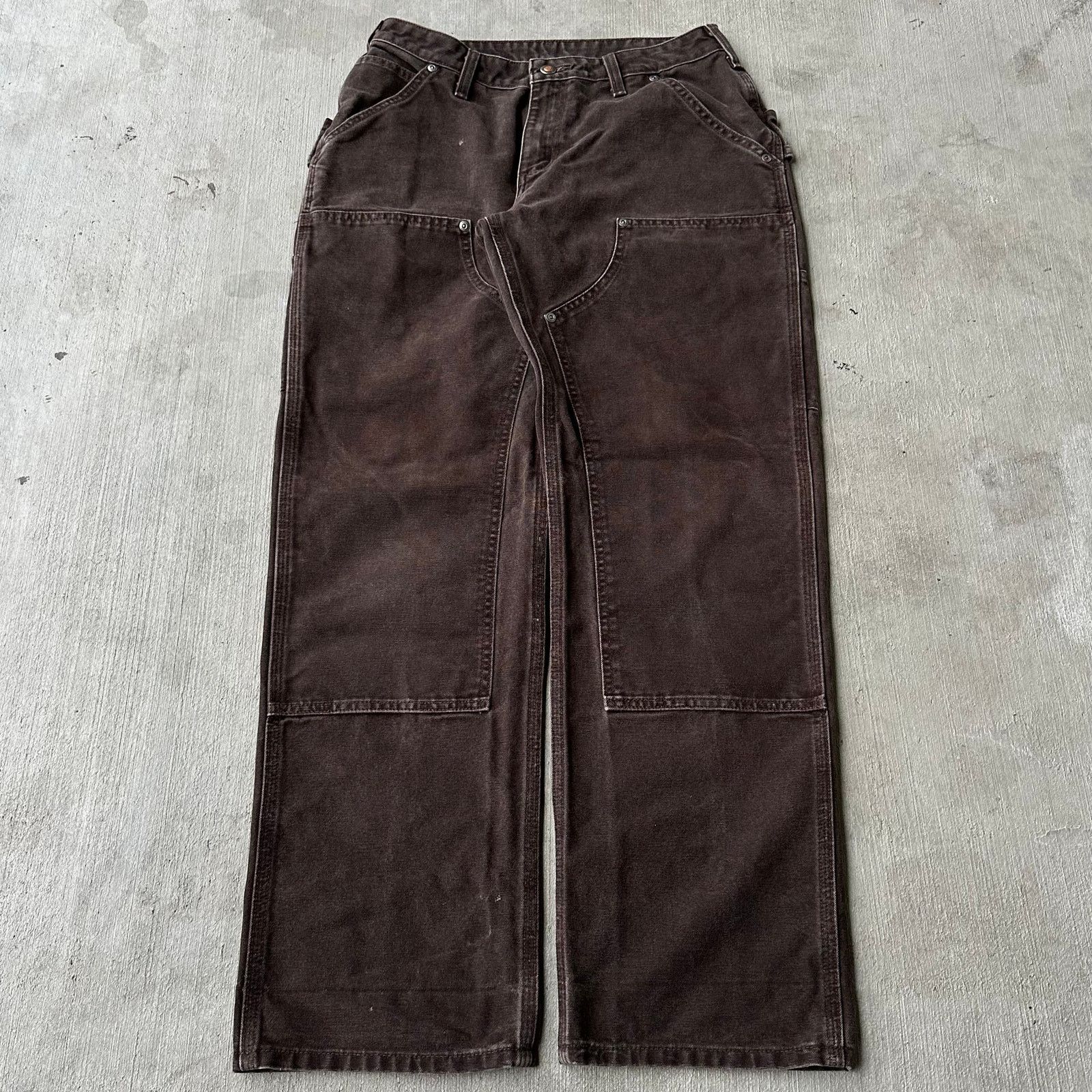 Pre-owned Carhartt Vintage Y2k  Dkb Brown Double Knee Work Wear Pants