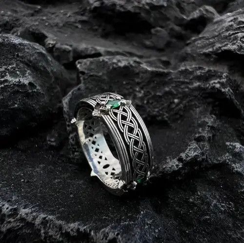 Jewelry Green Zircon Adjustable Ring Size ONE SIZE - 2 Thumbnail