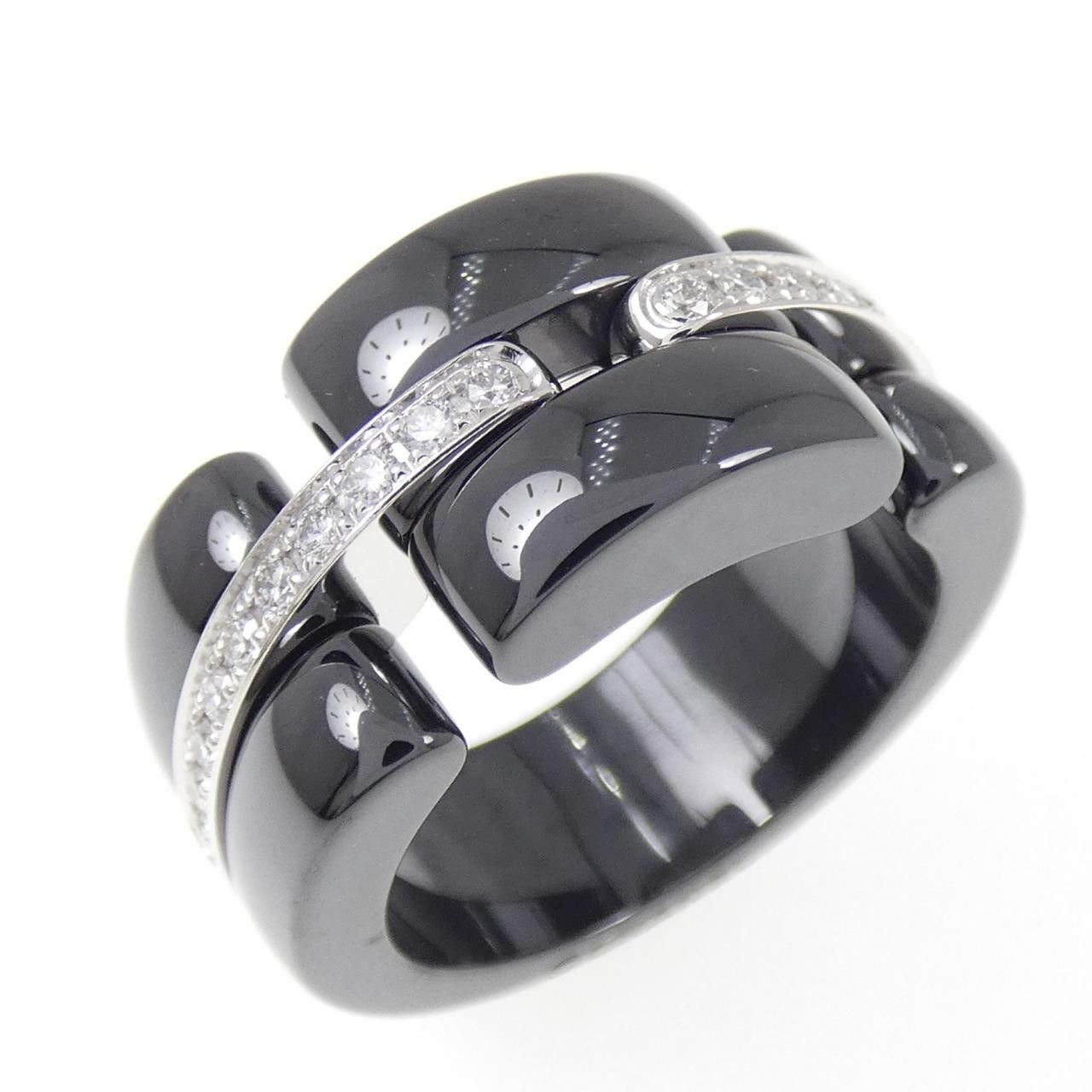 Chanel Chanel Chanel Ultra Collection 18K White Gold Ceramic Diamond Ring Size 9.5 Precious Metal Ring J3879 DUTY FREE for USA Size ONE SIZE - 1 Thumbnail