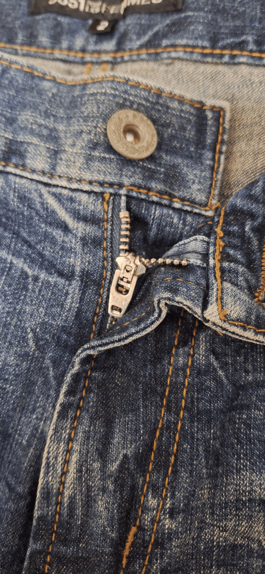 5351 POUR LES HOMMES × Le Grande Bleu (L.G.B.) 5351 Pour Les Femmes Zipper Whiskered Jeans Size 33" - 2 Thumbnail