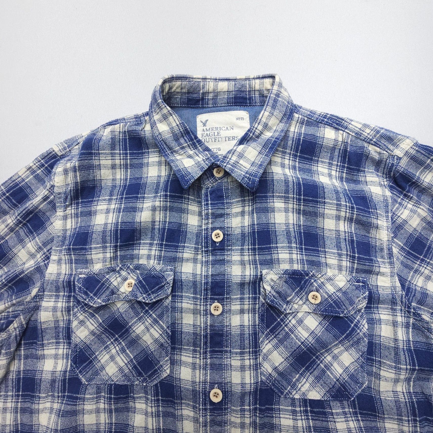American Eagle Outfitters American Eagle Outfitters Button-Up Shirt Mens 2XL Blue Plaid Cotton Flannel Long Sleeve Classic Outdoor Casual Shirt Size US XXL / EU 58 / 5 - 3 Thumbnail