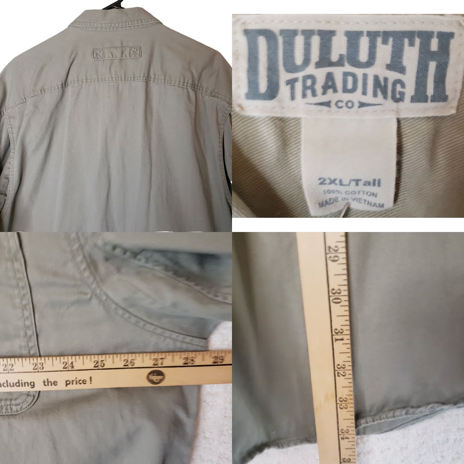 Vintage Duluth 2XL Tall Button-Down Shirt Men Green Khaki Heavyweight Cotton Flannel Pockets Workwear Relaxed Short/Long Sleeve (adjusted for clarity) Size US XXL / EU 58 / 5 - 8 Thumbnail