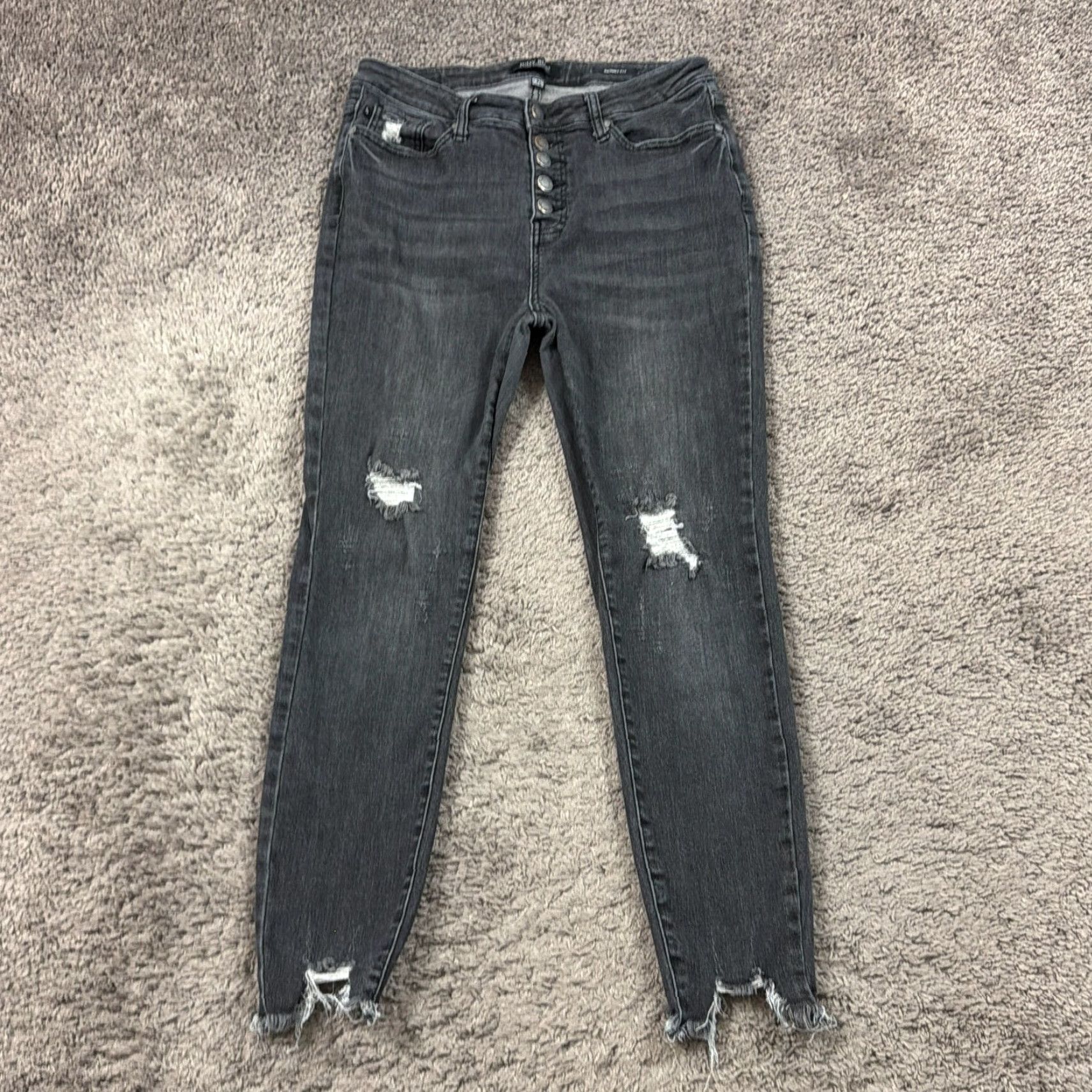 Vintage Judy Blue Jeans Womens 9 Black Skinny High Rise Distressed Stretch Denim 27x26 Jeans Womens Black Skinny High Rise Distressed Stretch 27x26 Size 30" / US 8 / IT 44 - 2 Thumbnail