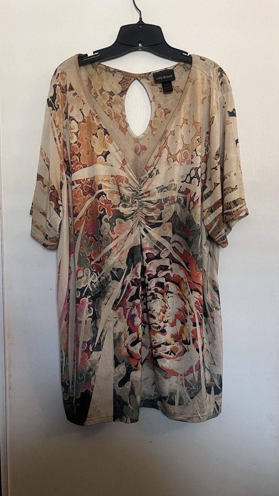 Other Beige Multicolor Floral Ruched Keyhole Blouse Size 3XL / US 20-22 - 1 Thumbnail