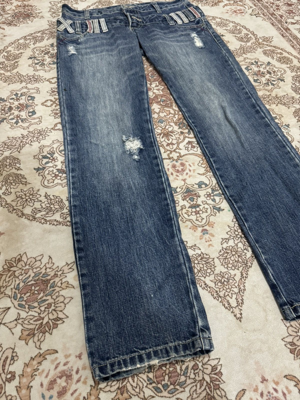 Japanese Brand × Vintage Vintage Japanese Brand Distressed Double Waist Jeans Size US 33 - 2 Thumbnail
