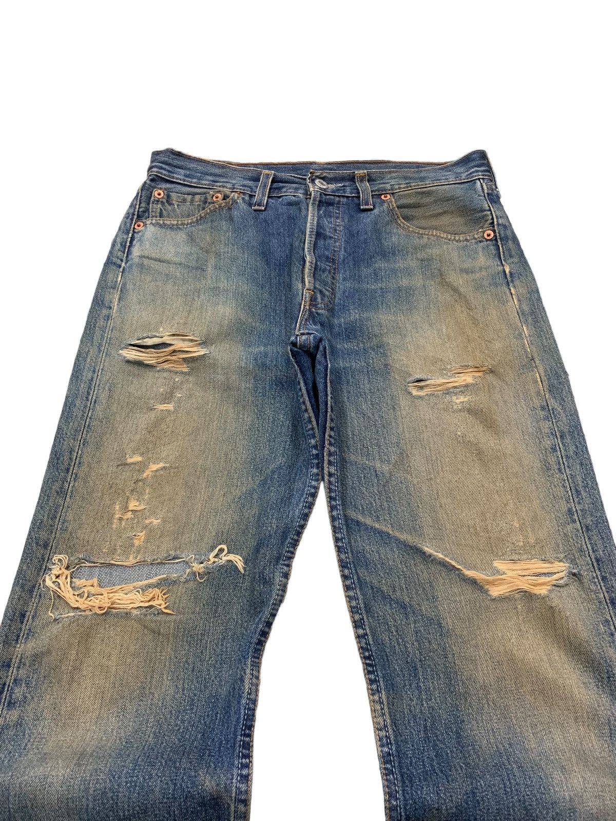 Levi's Vintage Levis UK Made Mud Wash Distressed Denim Pant (AC11) Size US 29 - 4 Thumbnail