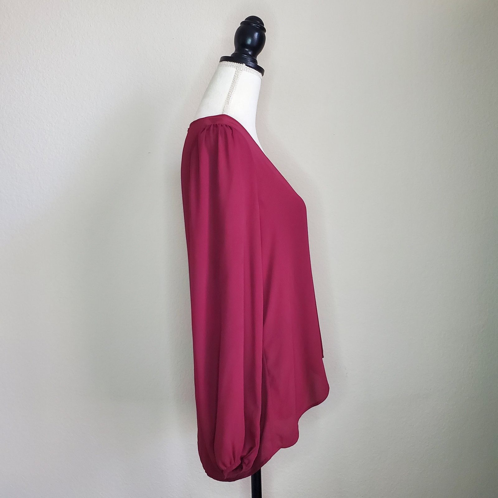 Other Abbeline Burgundy Chiffon Blouse Medium Size M / US 6-8 / IT 42-44 - 4 Thumbnail