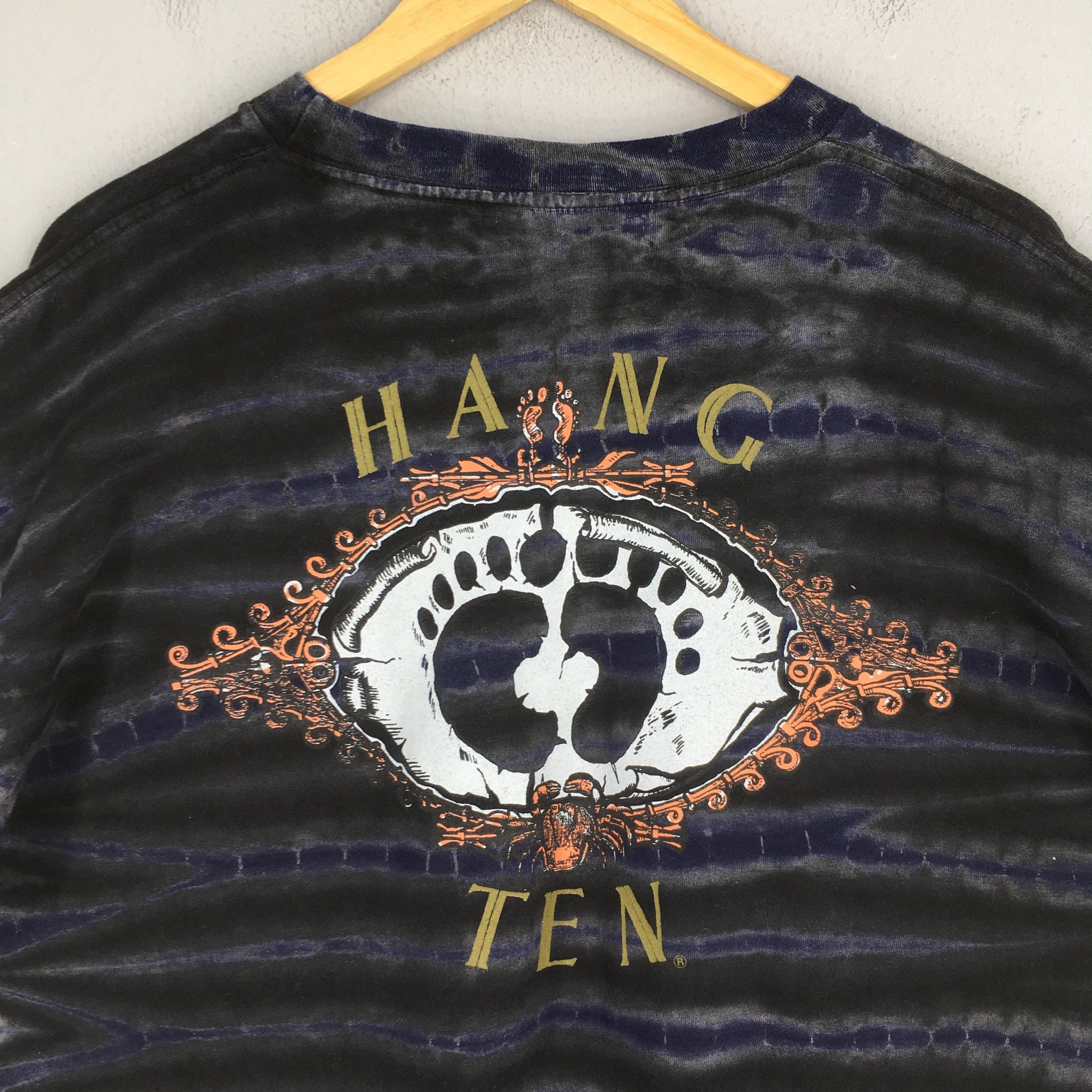 Hang Ten Vintage 90s Hang Ten Tie Dye Black T shirt 2XLarge Size US XXL / EU 58 / 5 - 2 Thumbnail