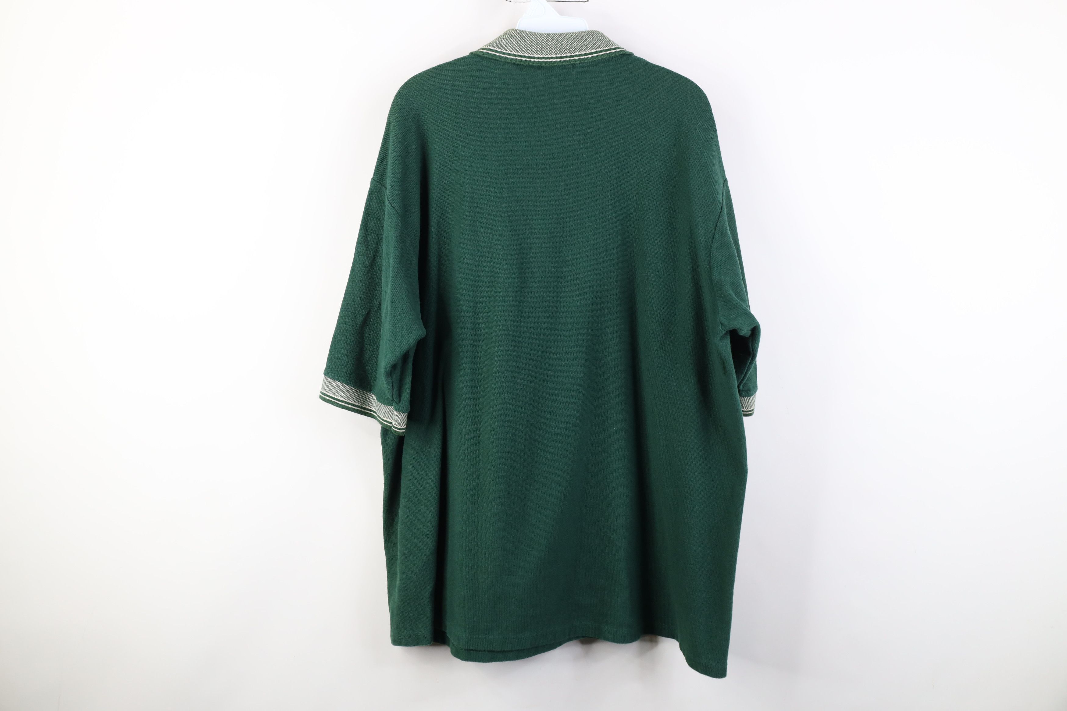 Vintage Vintage 90s Streetwear Heavy Thermal Knit Golf Polo Green Size US XXL / EU 58 / 5 - 12 Thumbnail