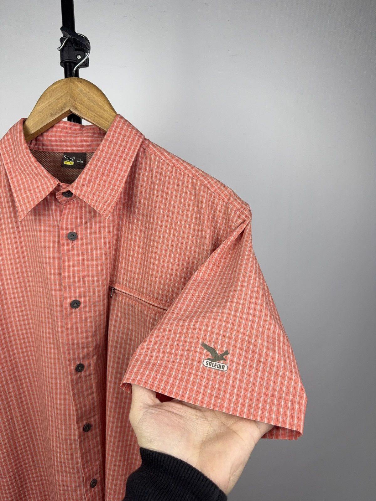 SALEWA Salewa Outdoor Technical Check Shirt Orange Short Sleeve Size US L / EU 52-54 / 3 - 3 Thumbnail