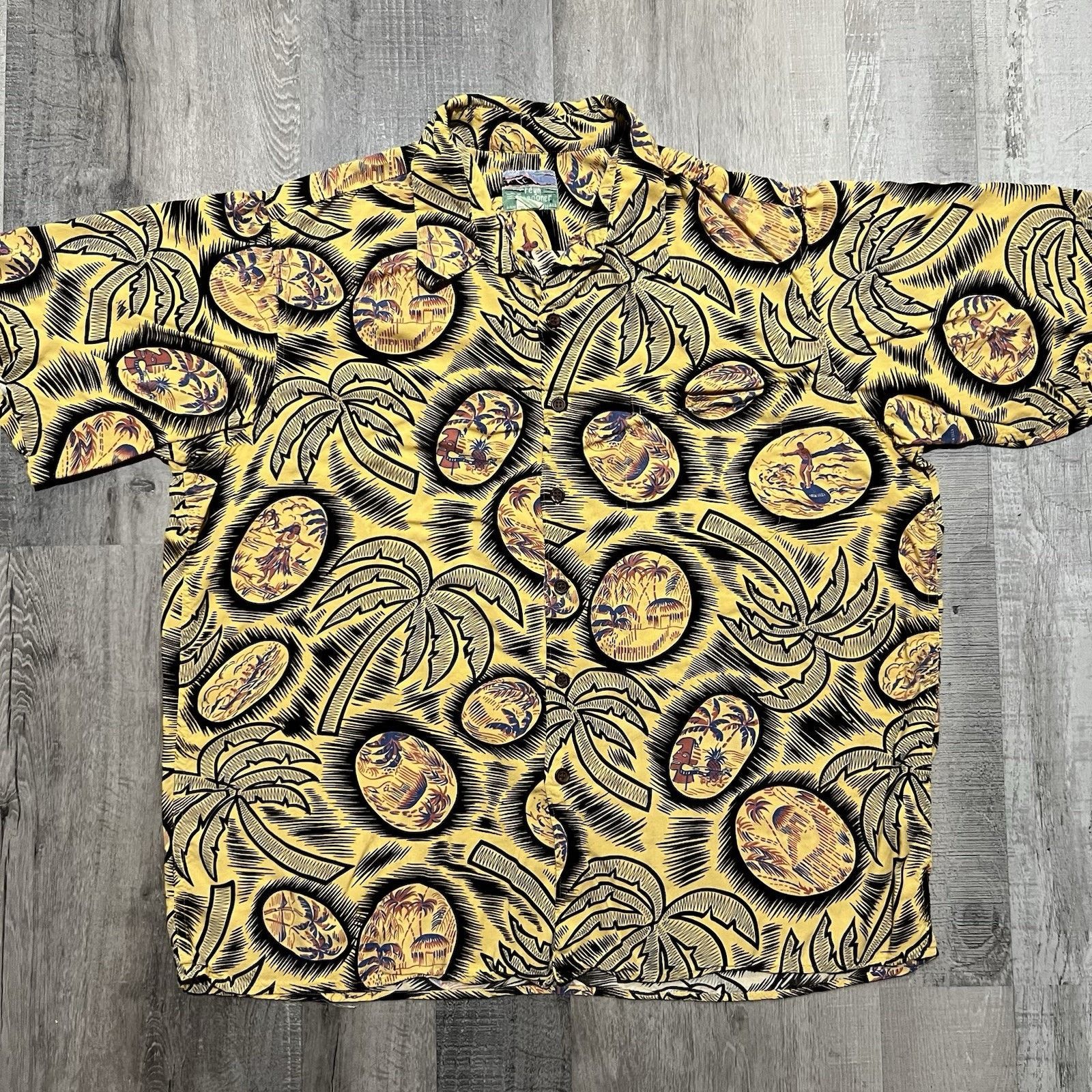 Reyn Spooner VTG Reyn Spooner Hawaiian Shirt Palms Beach Rayon Button XL Size US XL / EU 56 / 4 - 1 Thumbnail