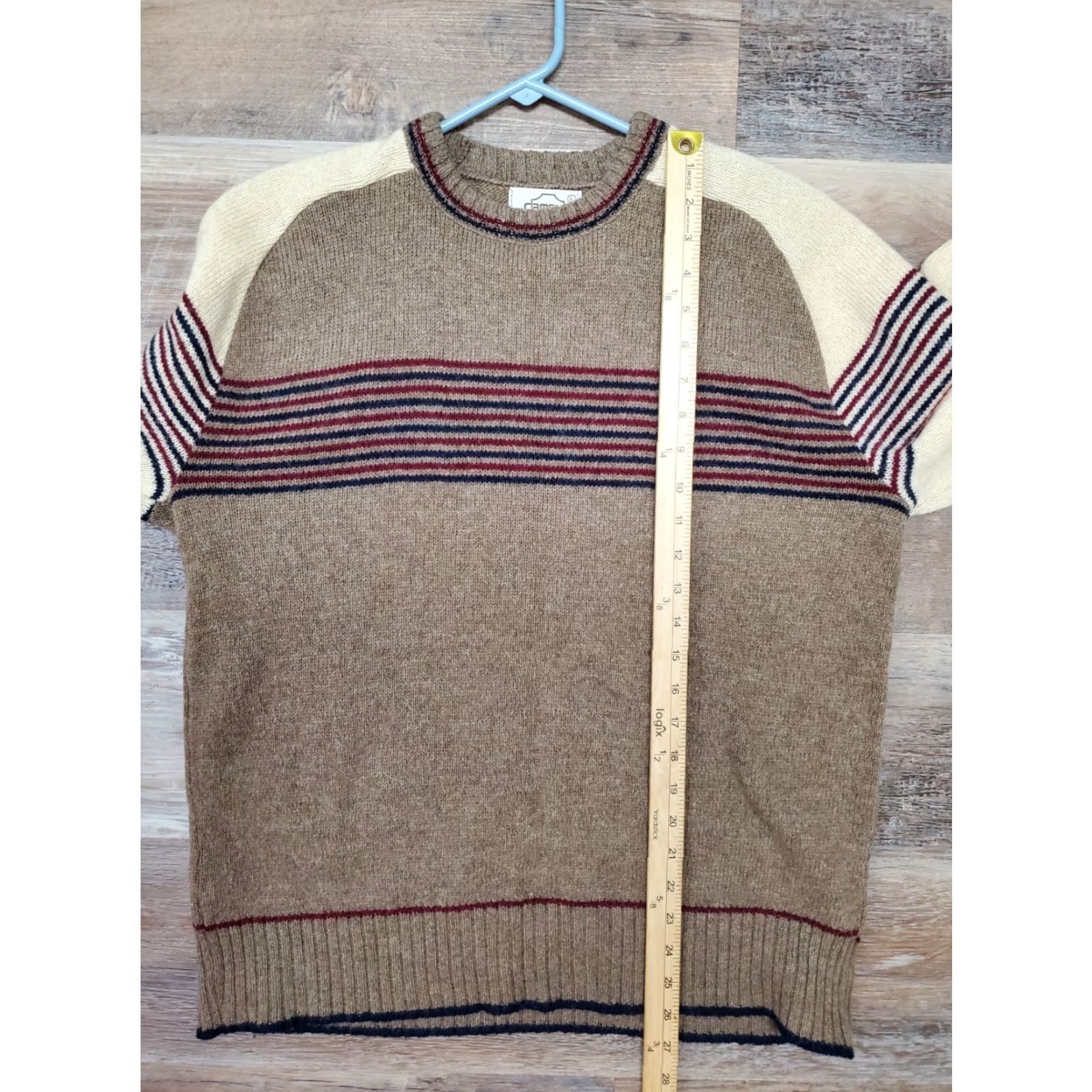 Vintage Vintage Campus Sweater Men's L Brown Striped Pullover USA Wool Polyester Crew Neck Knit Classic Pullover Knitwear Vintage Mens Dickey Size US L / EU 52-54 / 3 - 6 Thumbnail