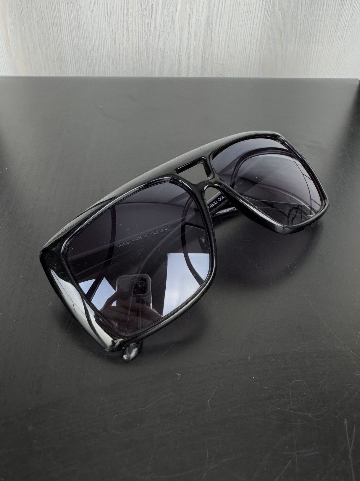 Gucci Gucci Navigator Frame black unisex sunglasses Size ONE SIZE - 11 Thumbnail