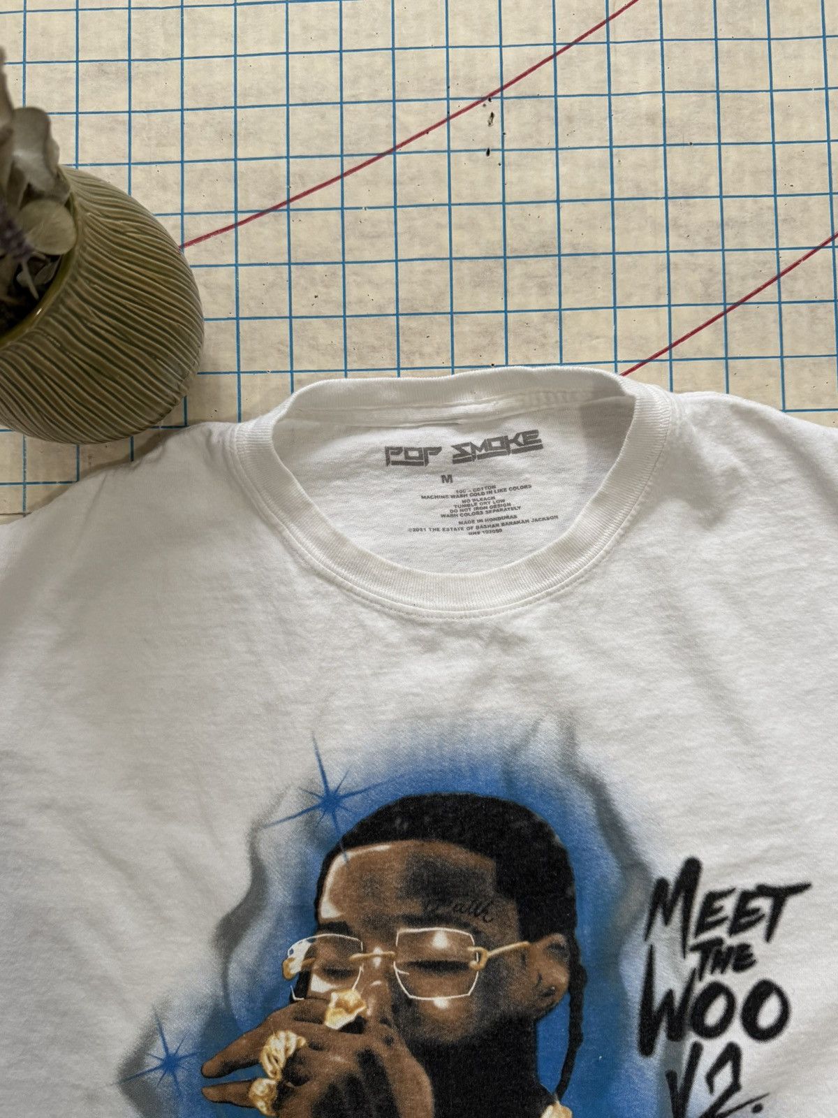 Rap Tees Pop Smoke Meet The Woo V2 White Tee Mens Size Medium Size US M / EU 48-50 / 2 - 5 Thumbnail
