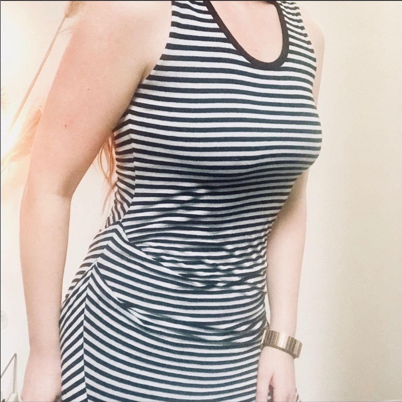 Anthropologie NEW MICHAEL STARS REVOLVE Black Grey Striped Tank Dress Size S / US 4 / IT 40 - 2 Thumbnail