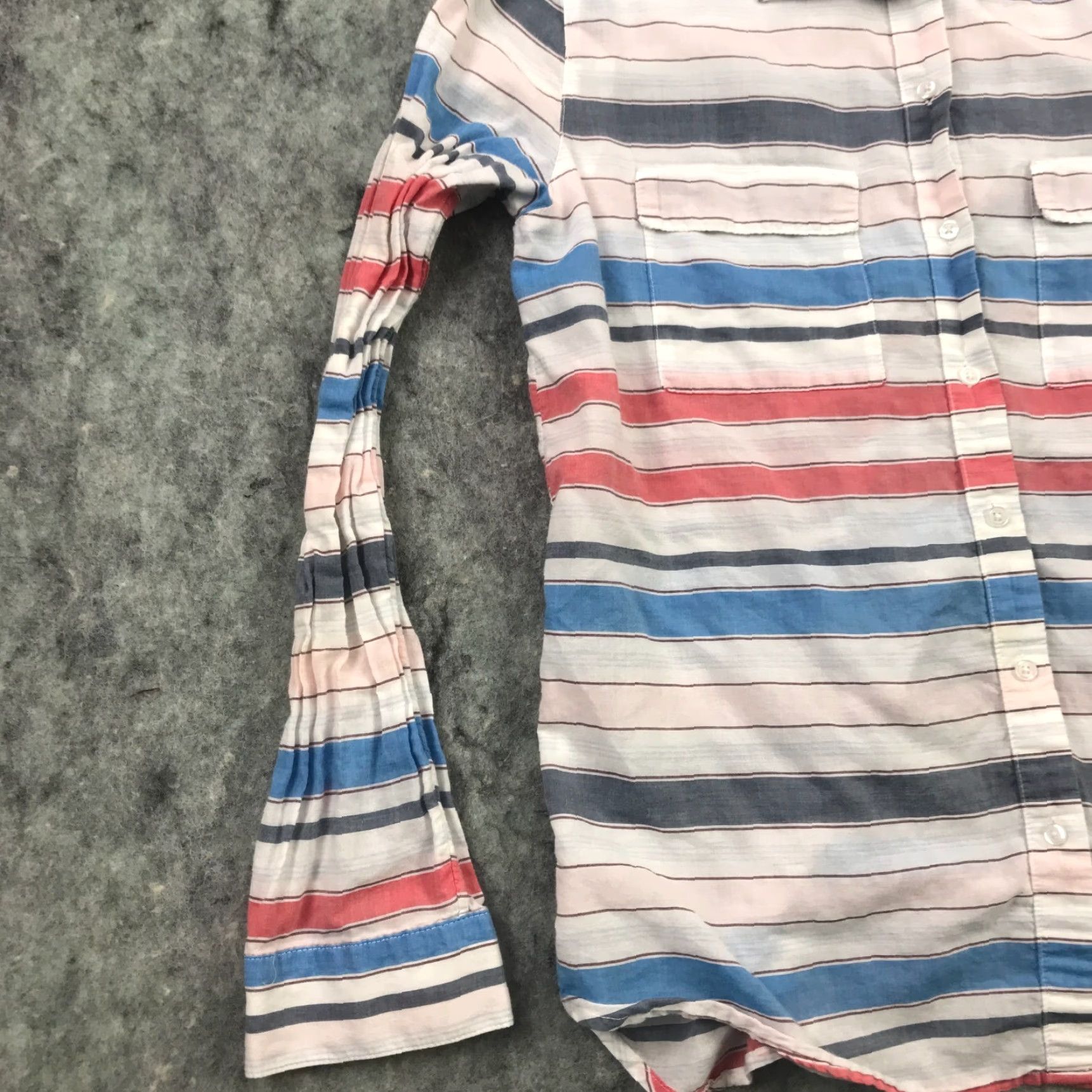 Gap Gap Womens Shirt Medium Blue Striped Button Up Pleated Long Sleeve Size M / US 6-8 / IT 42-44 - 3 Thumbnail