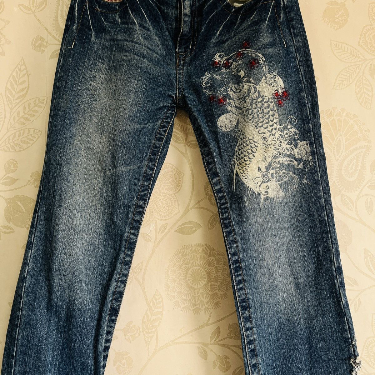 Vintage Vintage Karakuri Koi Fish Yakuza Denim Jeans Size US 32 / EU 48 - 11 Thumbnail