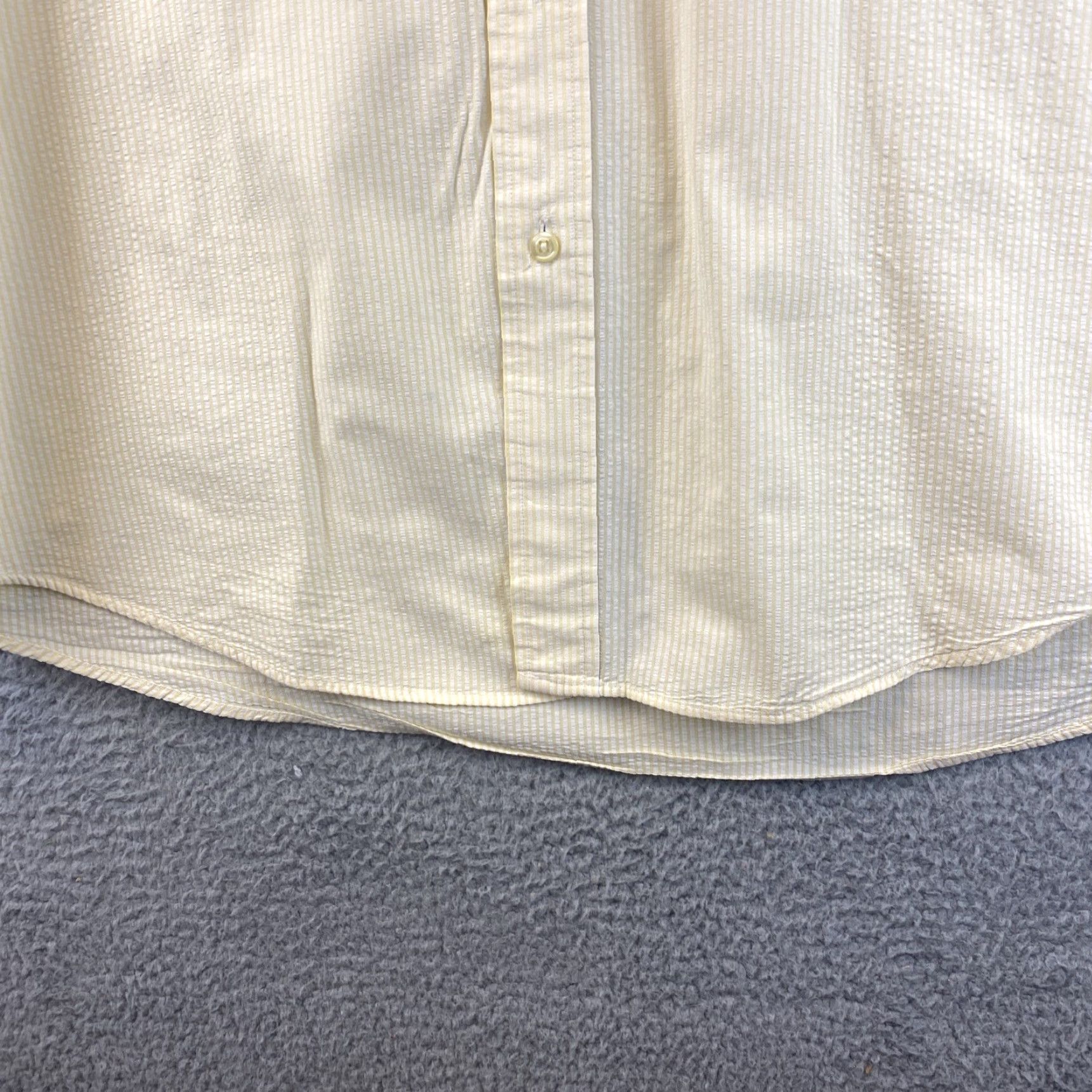 Tommy Hilfiger Tommy Hilfiger Button-Up Shirt Adult XL Yellow Blue Short Sleeve Cotton Light Stripes Casual Mens Size US XL / EU 56 / 4 - 2 Thumbnail