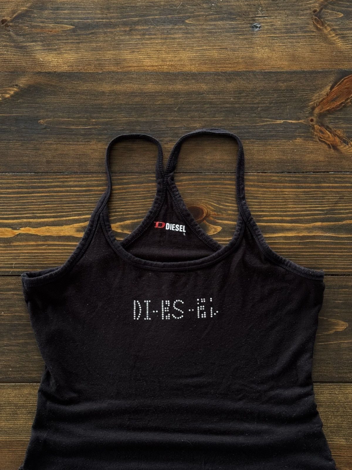 Y2K Diesel Sexy Rhinestones Logo Crop Top