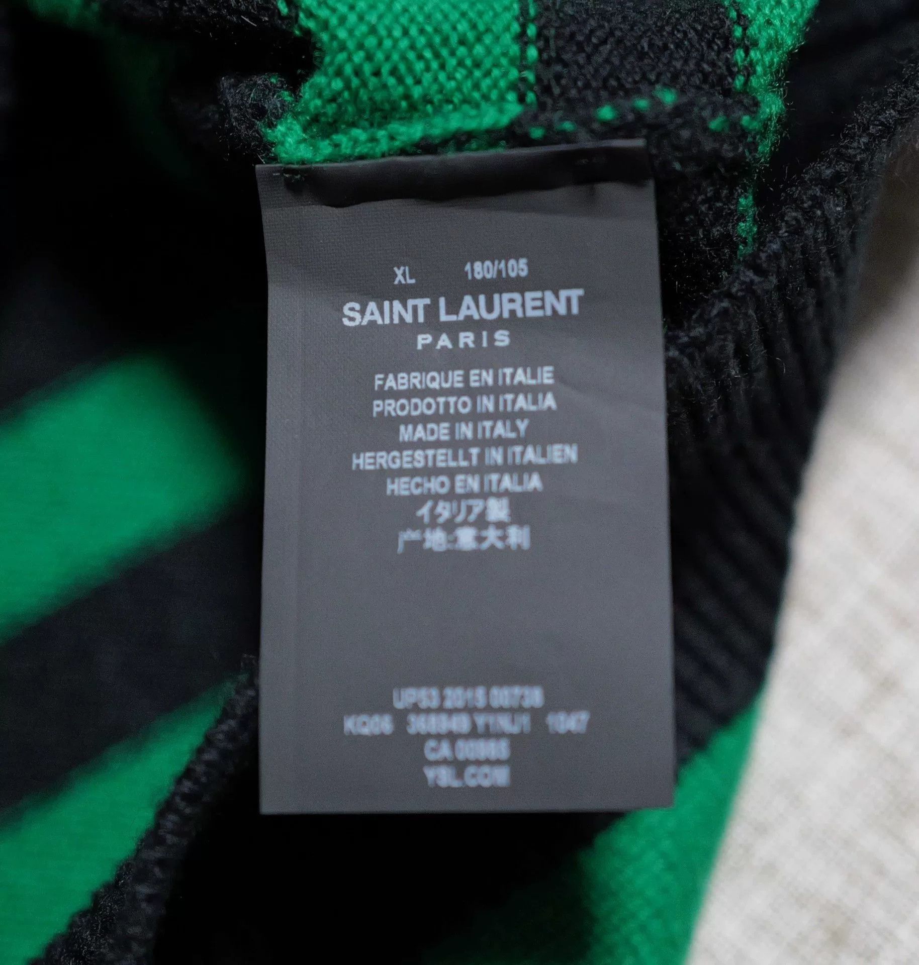 Saint Laurent Paris saint laurent black green striped cashmere sweater. Size US XL / EU 56 / 4 - 4 Thumbnail