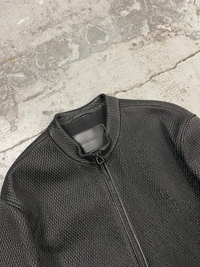 Emporio Armani FW2019 Emporio Armani Biker Black Leather Woven Jacket Size US M / EU 48-50 / 2 - 4 Thumbnail