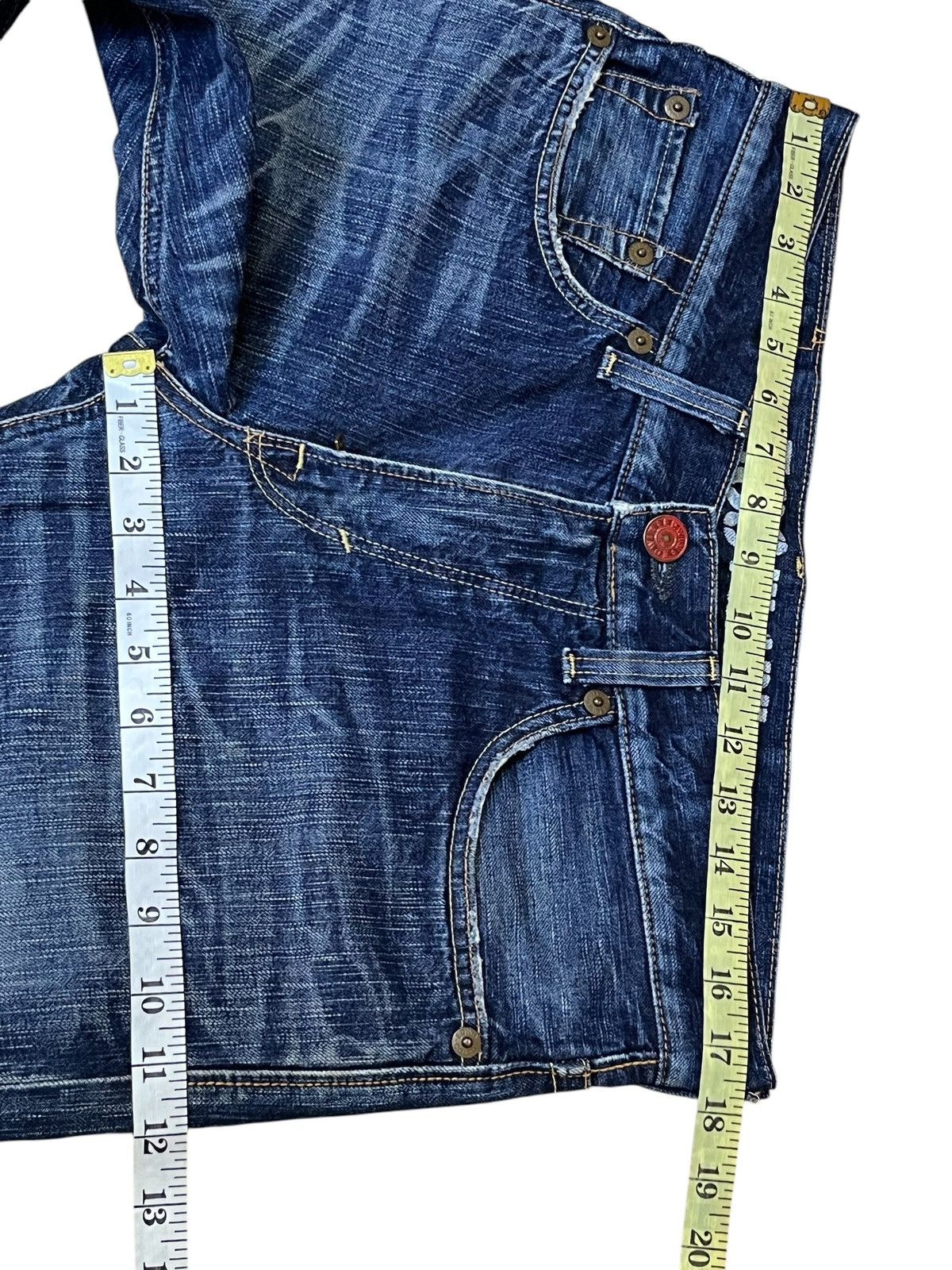 Edwin SICK🔥VINTAGE EDWIN 503 FLARED BLUE TRIP DISTRESSED JEANS Size US 35 - 12 Thumbnail