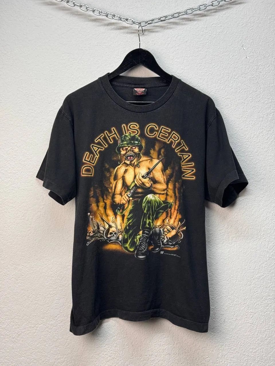 Band Tees Vintage 3d Emblem Death Is Certain Rare Military Made In USA Size US XL / EU 56 / 4 - 1 Thumbnail