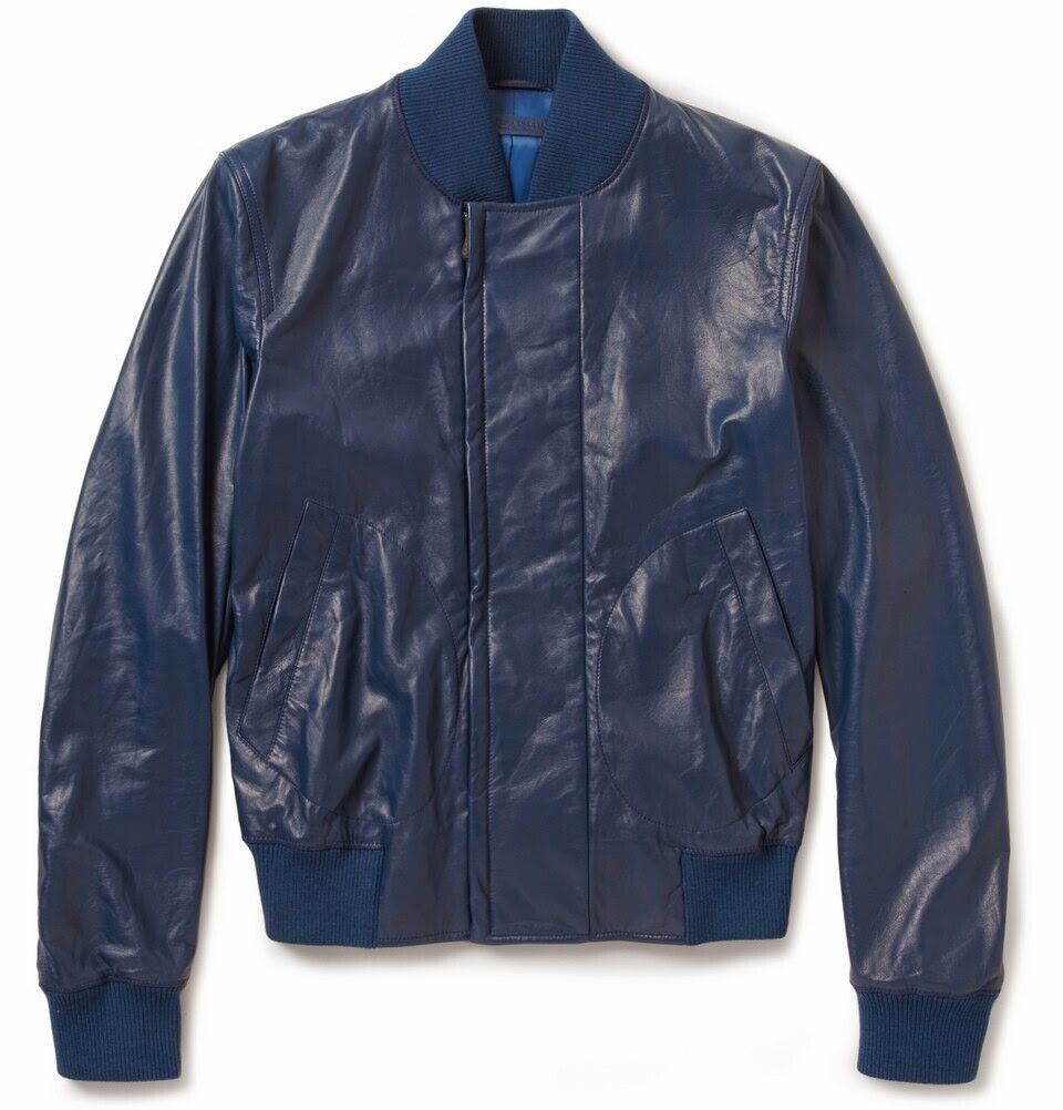 Bottega Veneta Bottega Veneta blue leather bomber jacket Size US M / EU 48-50 / 2 - 1 Thumbnail
