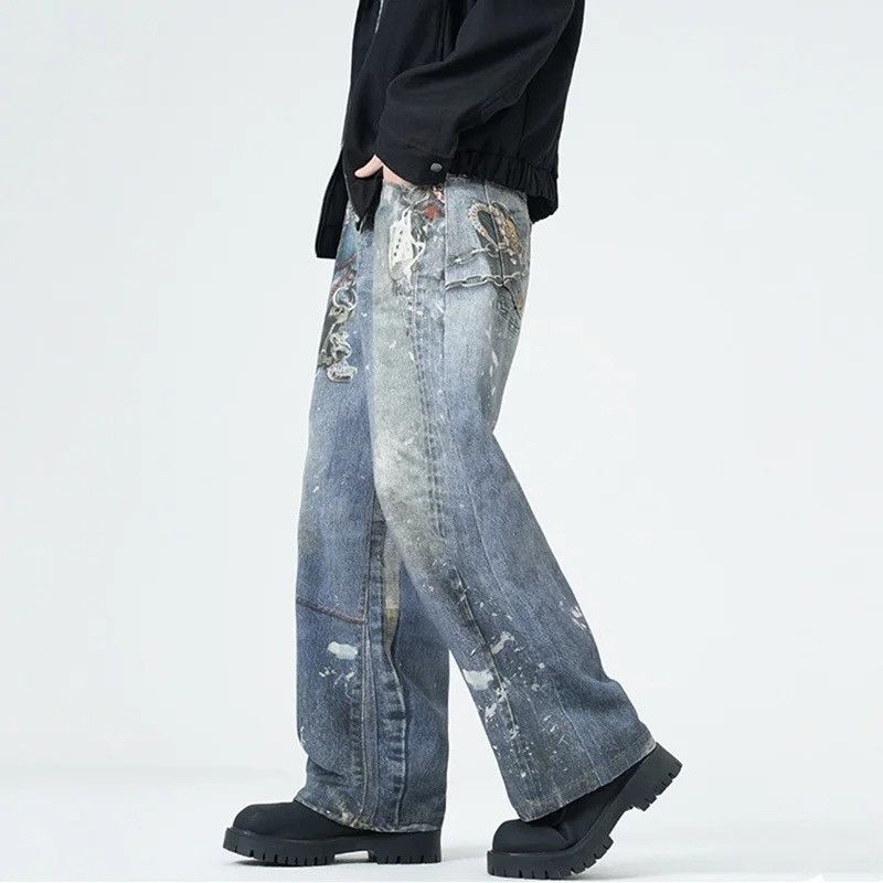 Jean Vintage Casual Trousers Straight Size US 33 - 4 Thumbnail