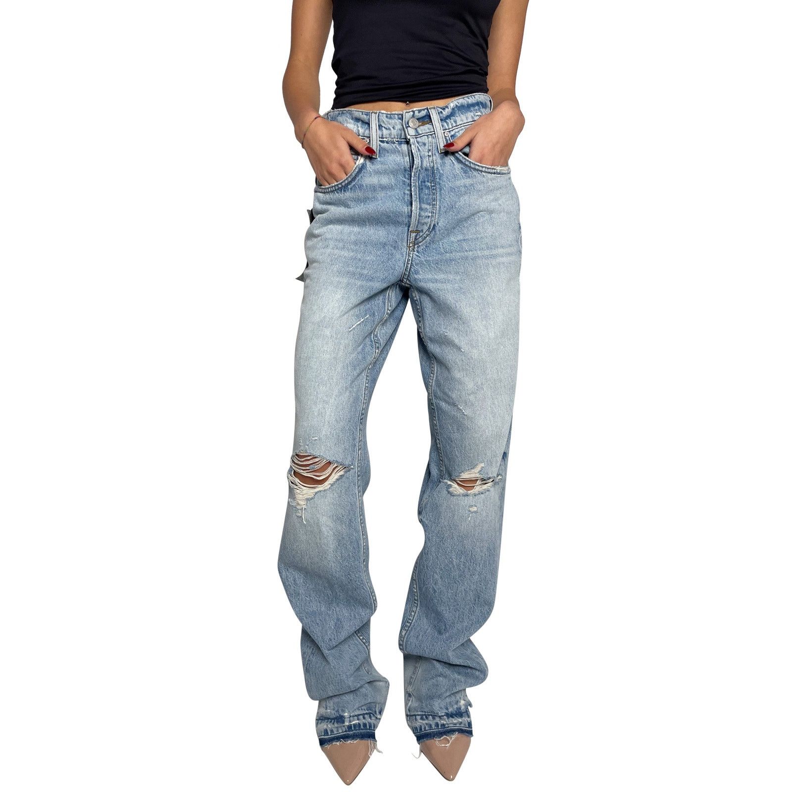 COTTONCITIZEN Light Blue Denim Ripped Jeans Size 24" / US 00 / IT 34 - 1 Thumbnail