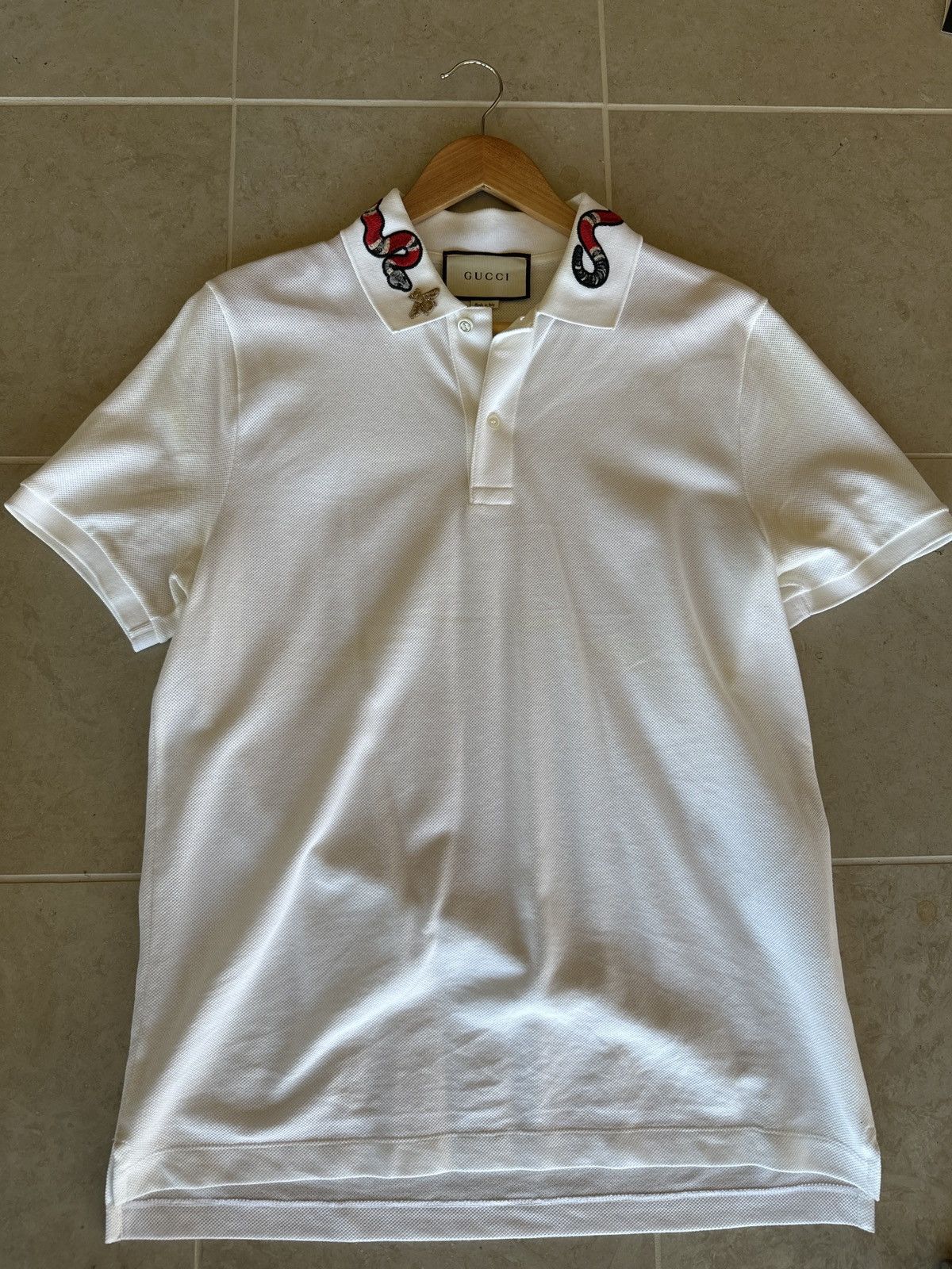 Gucci Polo Cotton Piquet w/ Snake Embroidery