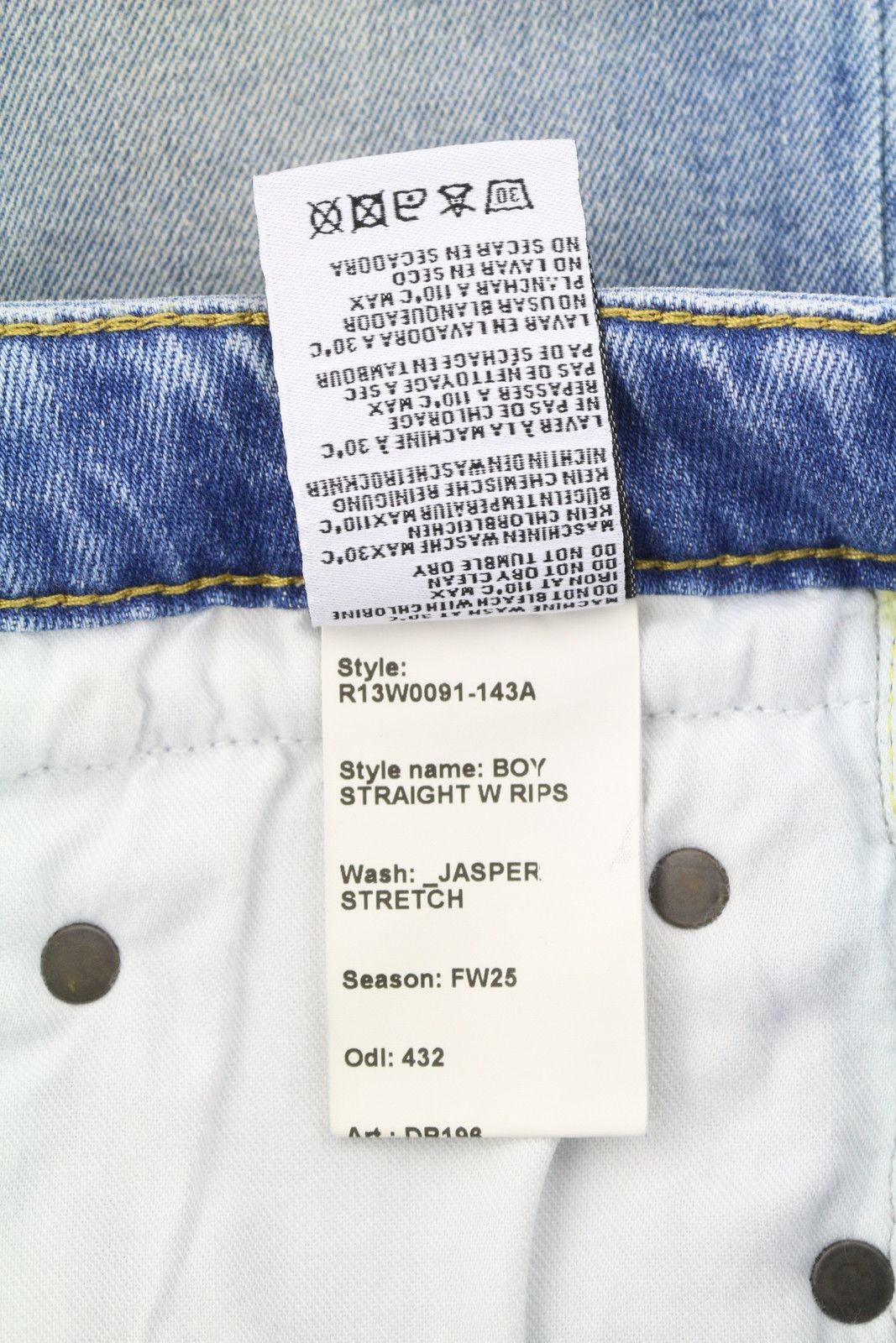 R13 BOY STRAIGHT W RIPS 27 Jasper Stretch Low Rise Blue 87167 Size 27" / US 4 / IT 40 - 9 Thumbnail