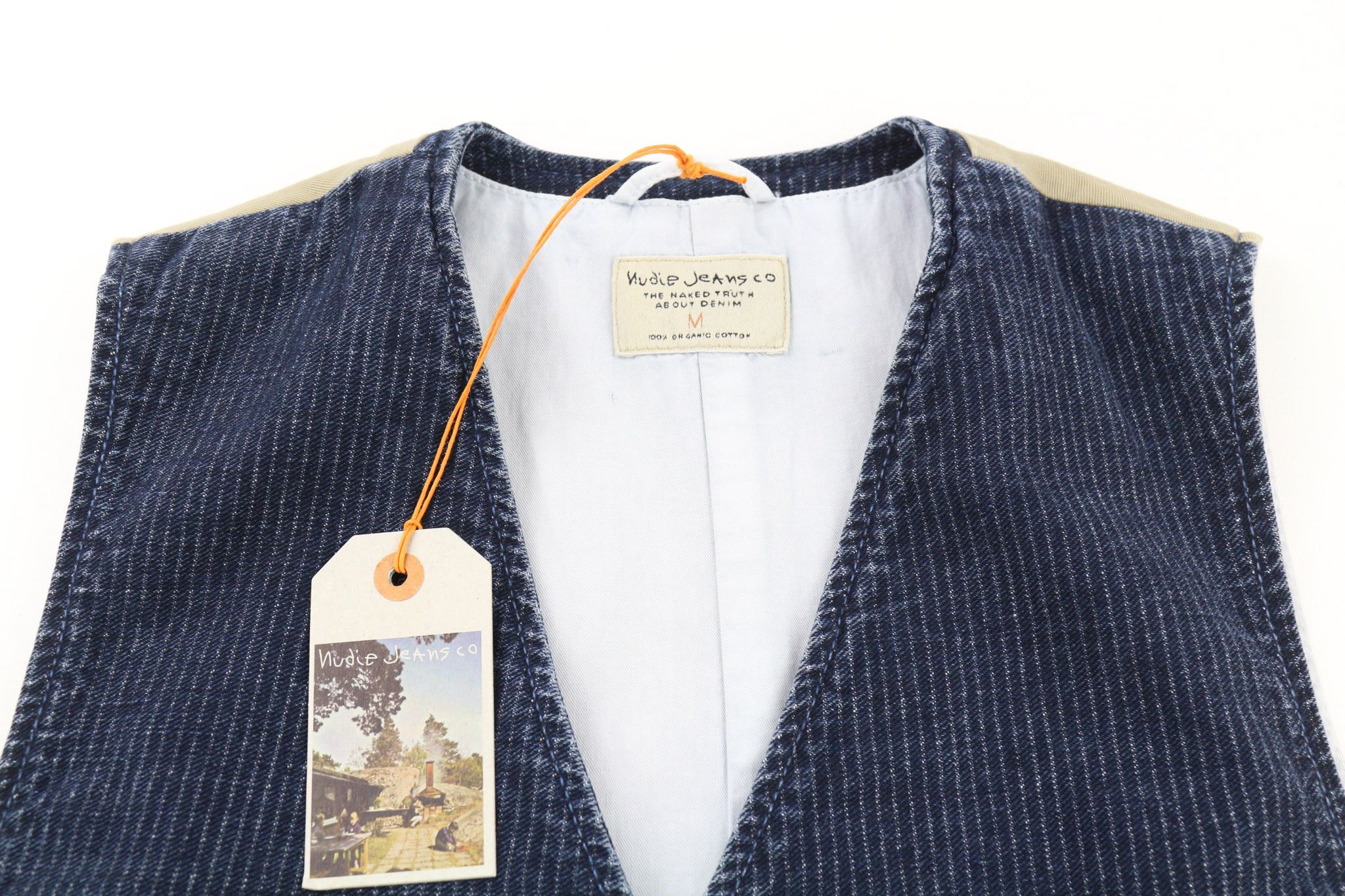 Nudie Jeans GUSTAV M Worker Stripe Dark Blue Buttoned Vest 80725 Size US M / EU 48-50 / 2 - 4 Thumbnail