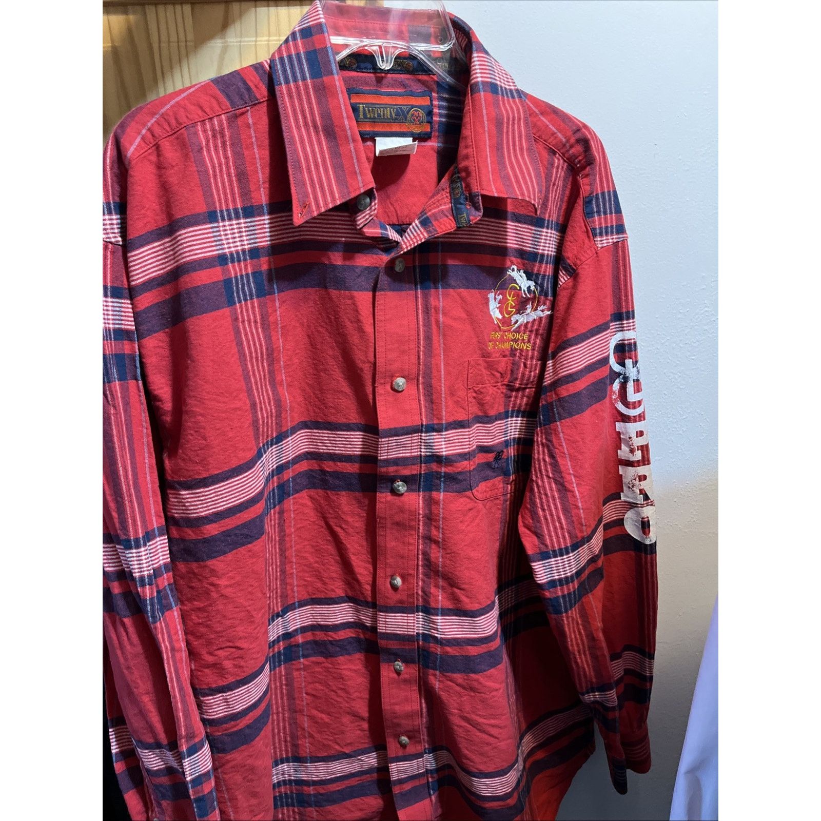 Wrangler Wrangle Vintage Twenty X Men’s XL Shirt Red Plaid LS Button Size US XL / EU 56 / 4 - 12 Thumbnail