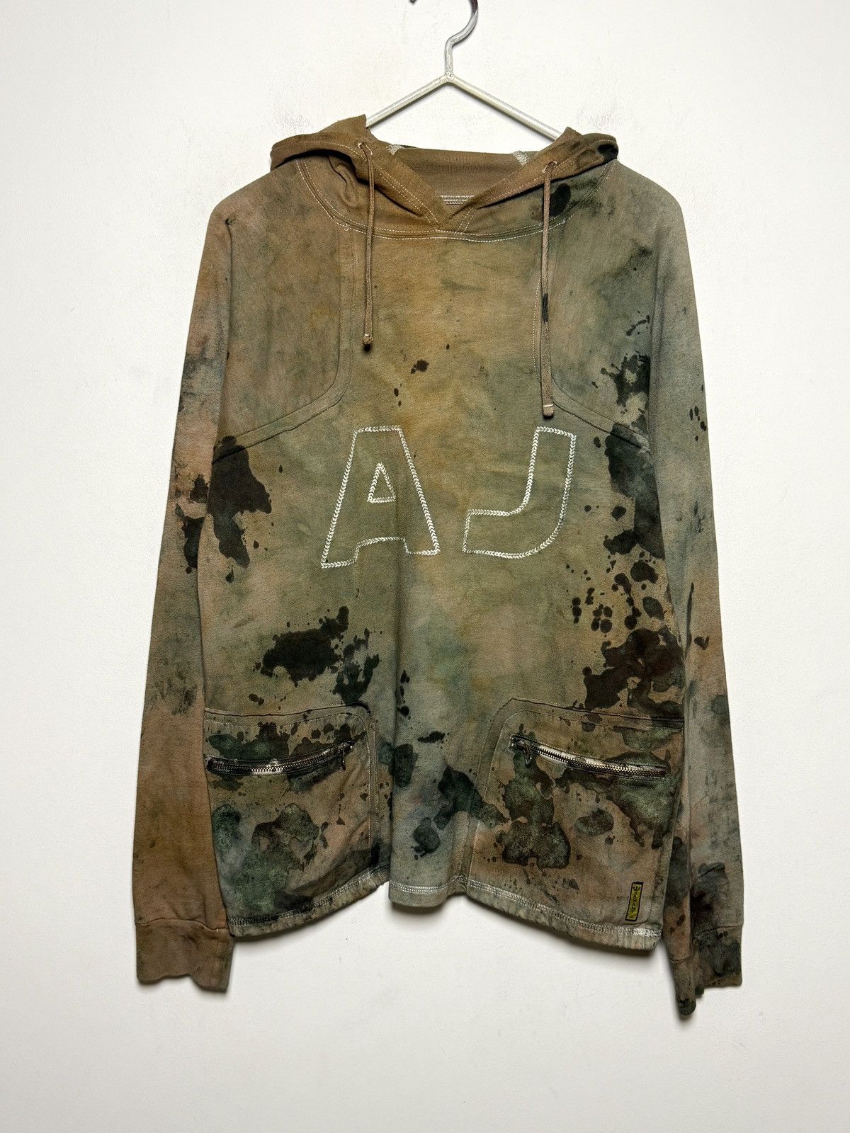 Giorgio Armani Vintage AJ hoodie reworked in a heavy oil-stain style dye Size US M / EU 48-50 / 2 - 1 Thumbnail