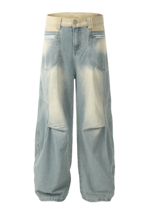 Japanese Brand × Jean Straight loose washed distressed colorblocked flared jeans Size US 32 / EU 48 - 5 Thumbnail