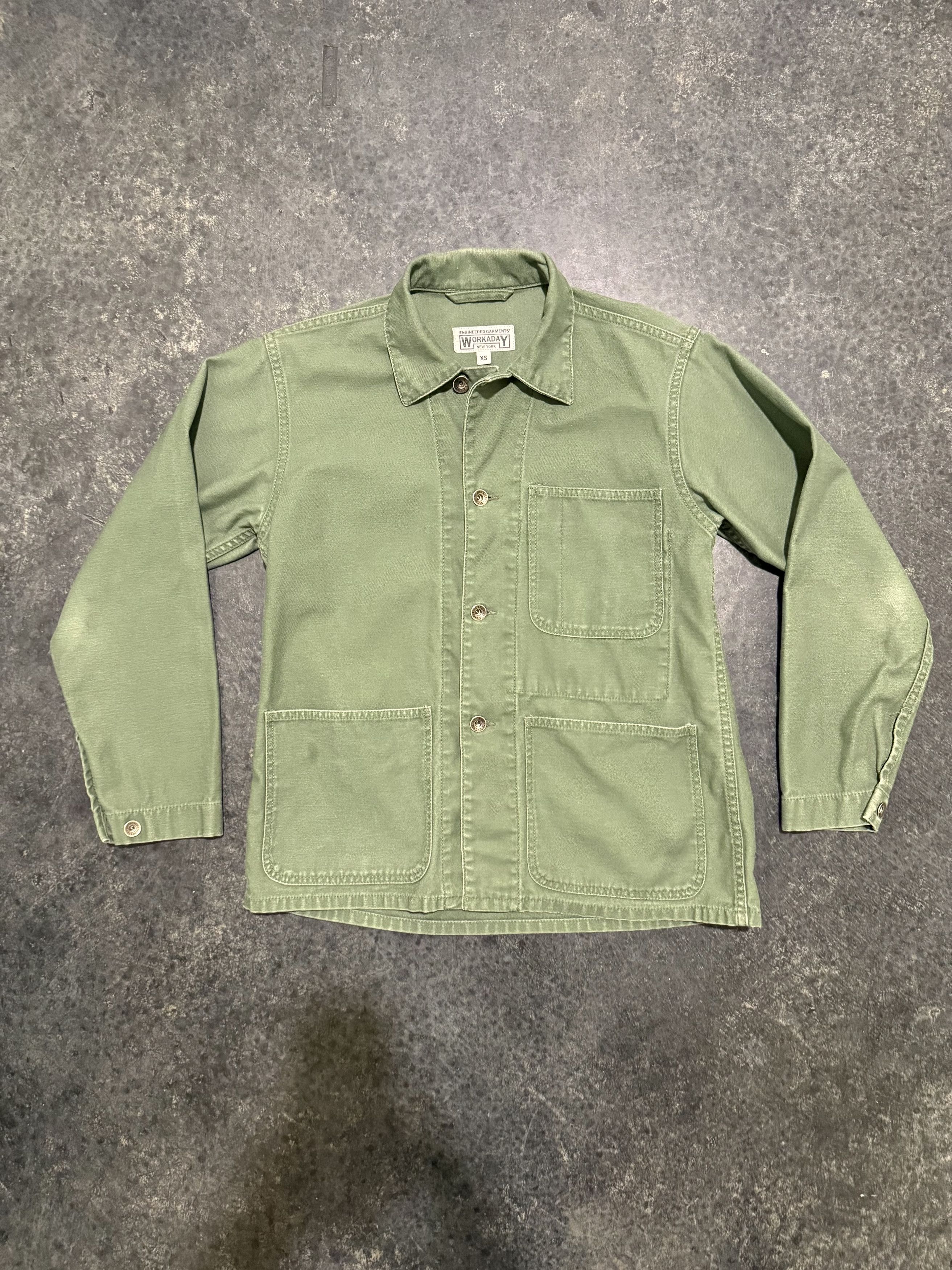 Engineered Garments Workaday Utility Jacket Reverse Sateen - Olive Size US XS / EU 42 / 0 - 1 Thumbnail