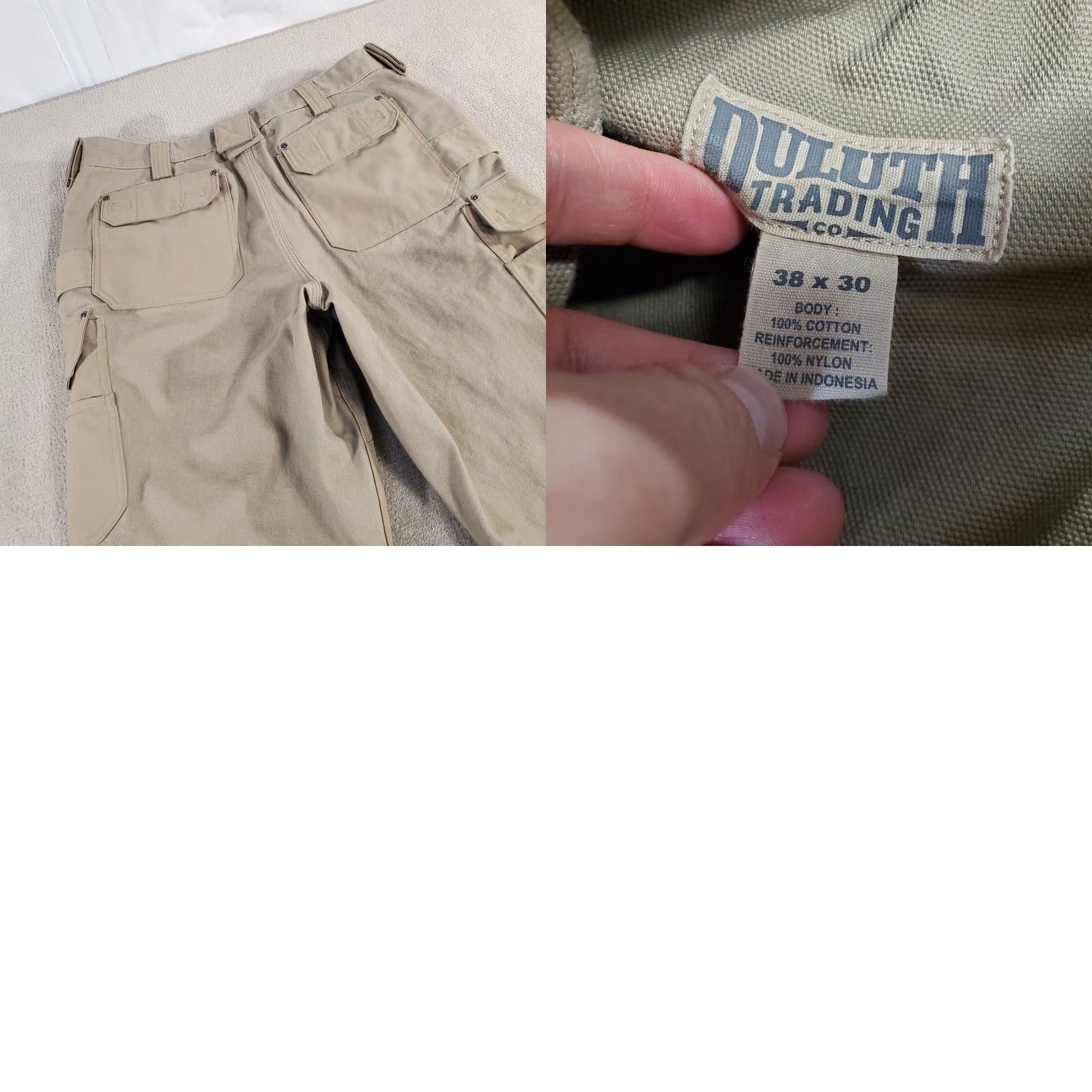 Doublet Duluth Trading Pants Mens 38x30 Beige Double Knee Cargo Work Wear Canvas 95209 Size US 38 / EU 54 - 8 Thumbnail