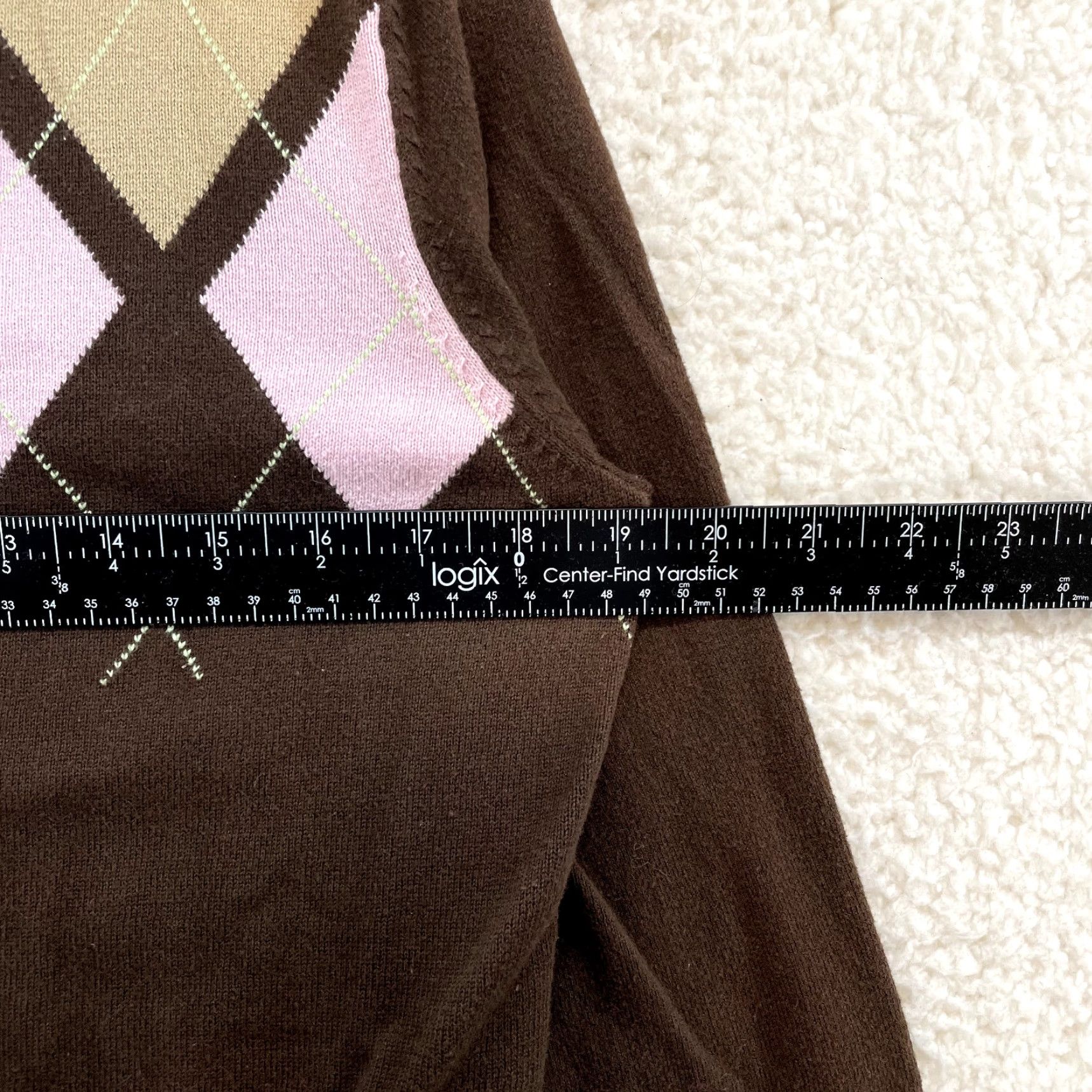 Cherokee VINTAGE Y2K Cardigan Brown Pink Argyle Diamond Preppy Academia Corpcore Large L Womens M/L Cherokee Knit Shirt Size L / US 10 / IT 46 - 5 Thumbnail