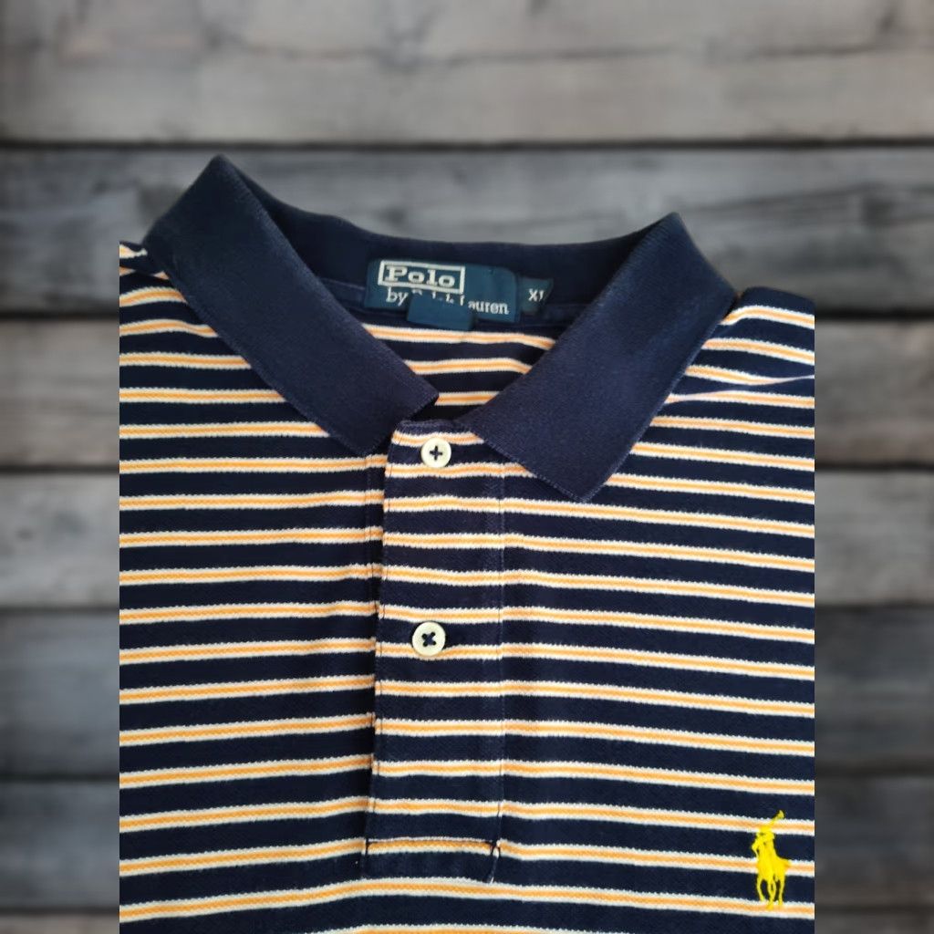 Ralph Lauren VINTAGE Ralph Lauren Polo Shirt Men XL Blue Orange Striped Pony Embroidered Classic Preppy Size US XL / EU 56 / 4 - 1 Thumbnail
