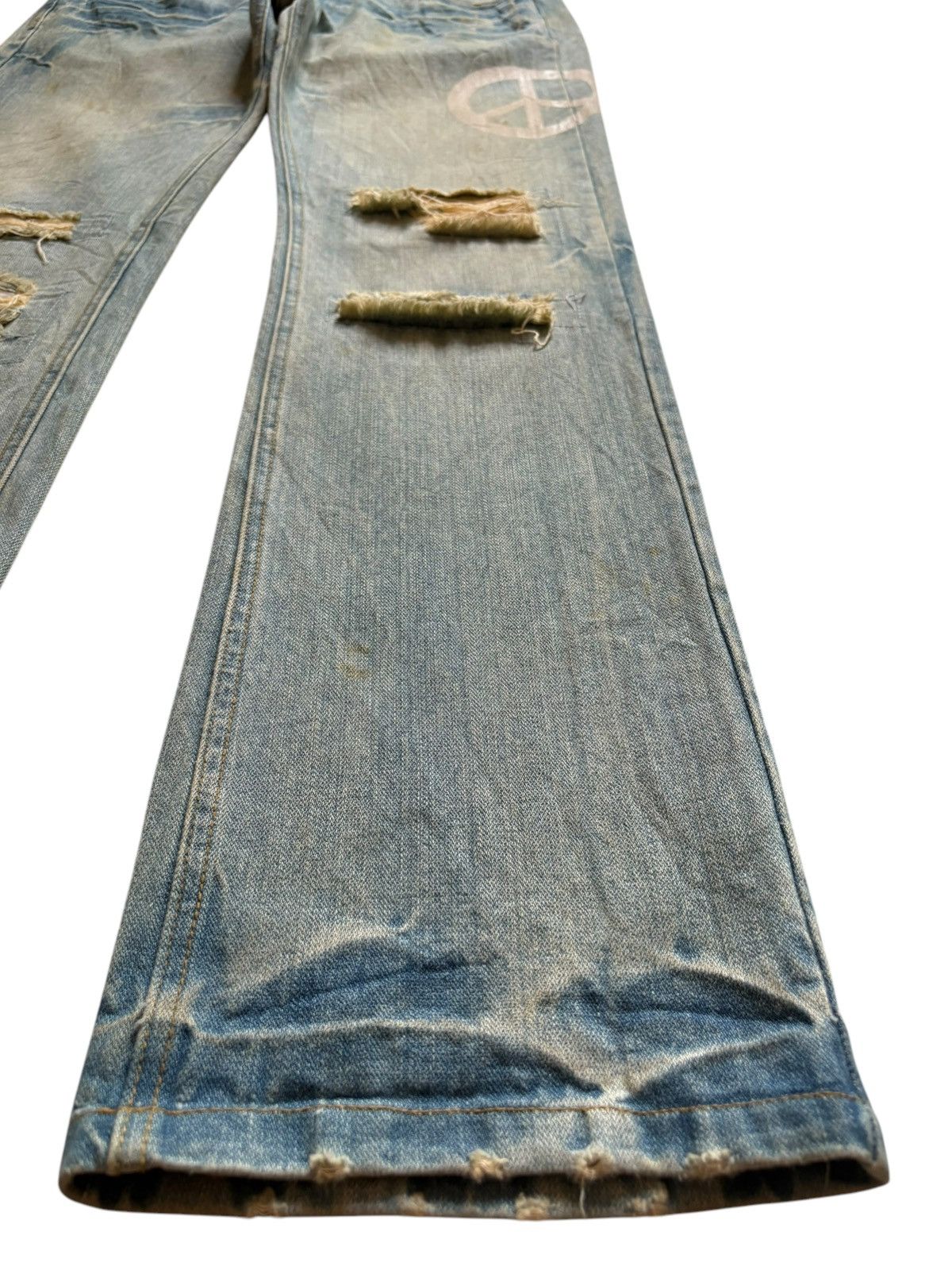 Japanese Brand Vintage Japanese Brand Peace Spell Out Mud Wash Loose Jeans Size US 34 / EU 50 - 7 Thumbnail
