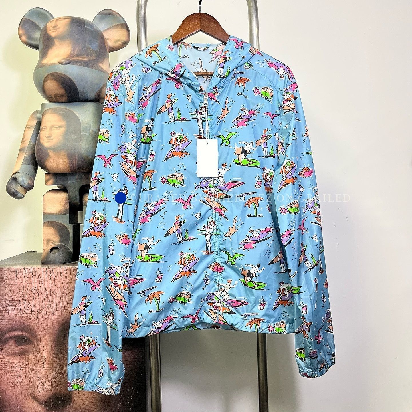 Prada Blue Nylon Surf Print Jacket Size US XXL / EU 58 / 5 - 1 Thumbnail
