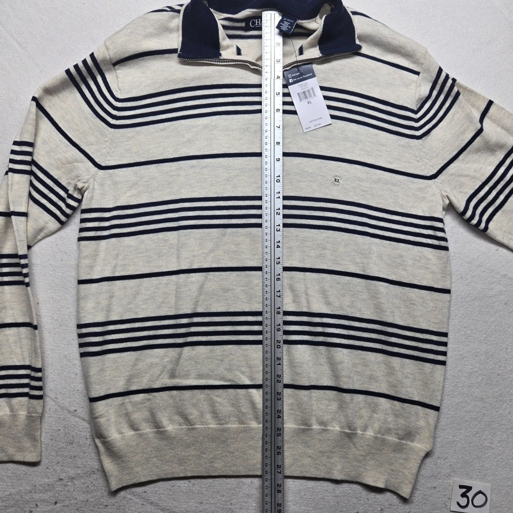 Chaps Chaps Polo Sweater 1/4 Zip White Long Sleeve XL Men Pullover Knitted Cotton Zip Neck Collared Golf Casual Shirt Size US XL / EU 56 / 4 - 6 Thumbnail