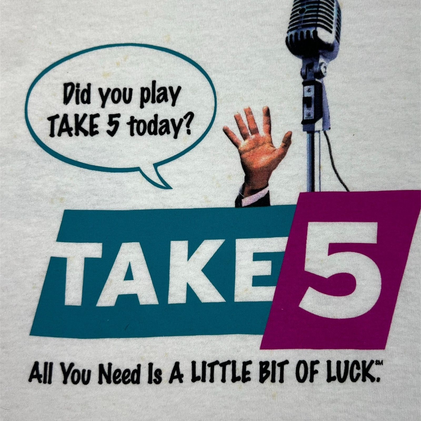 Gildan Vintage Take 5 Lotto Lottery Promo Tee Size US XL / EU 56 / 4 - 4 Thumbnail