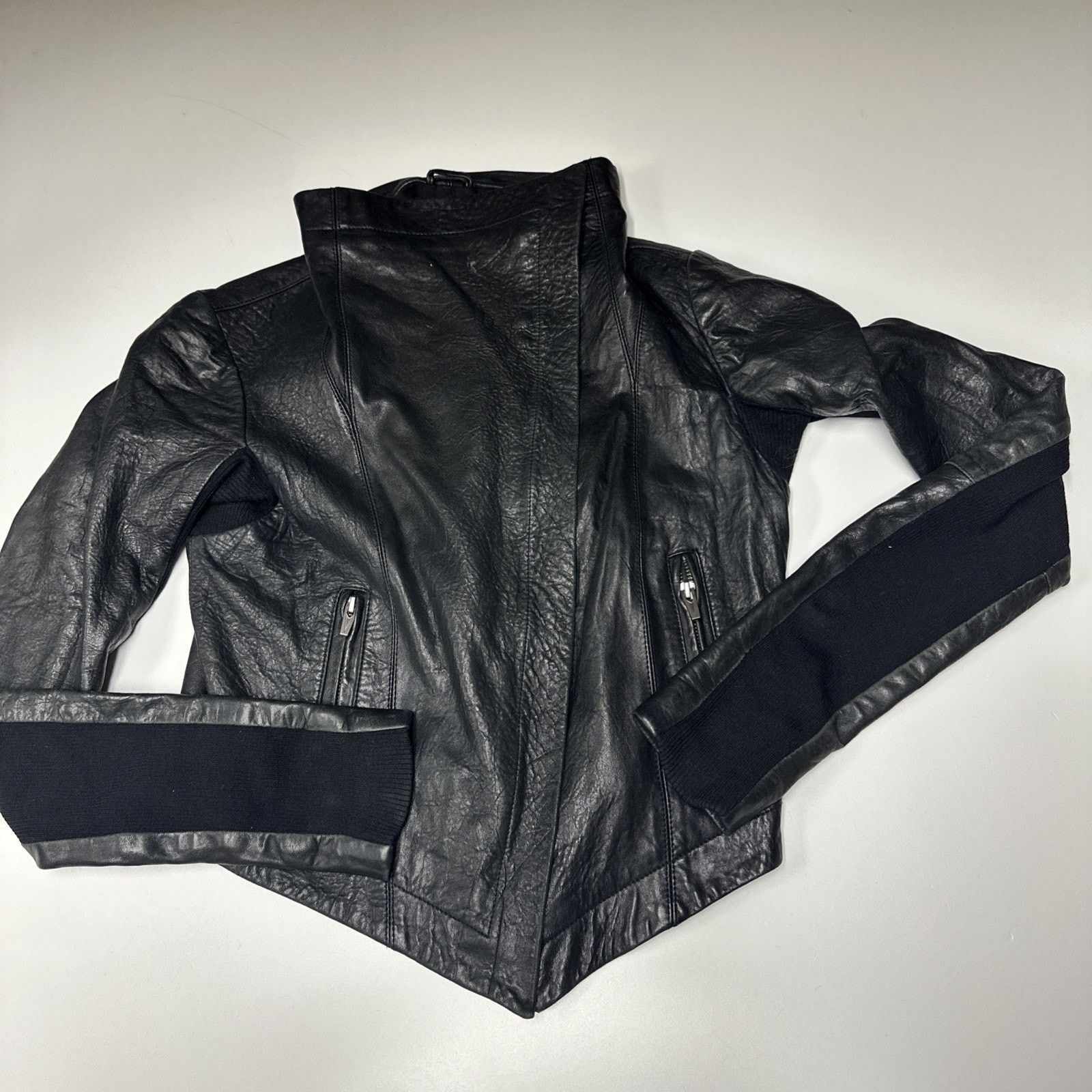 VEDA Veda Dallas Leather Moto Jacket Size M Black Panel Biker Size M / US 6-8 / IT 42-44 - 1 Thumbnail